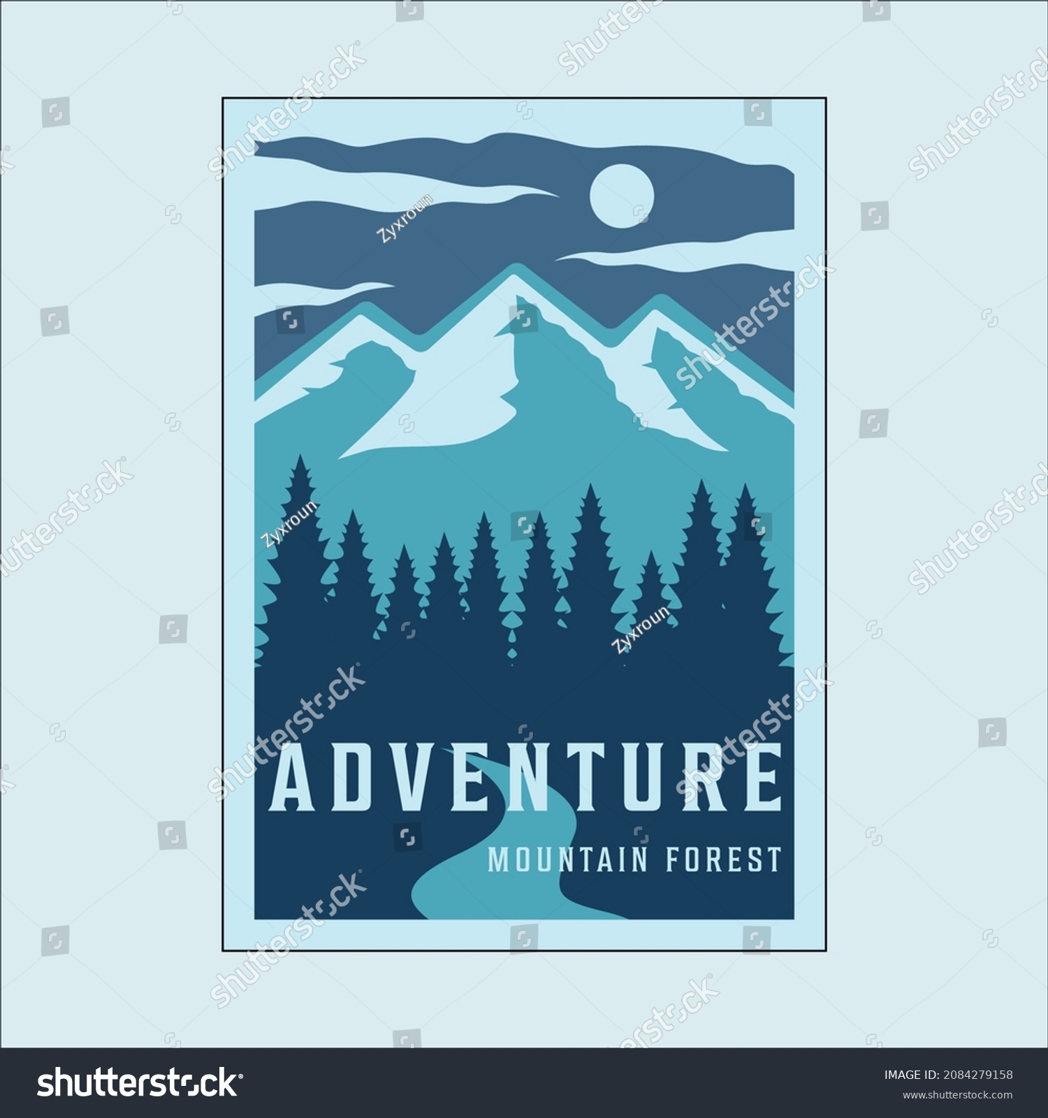 SVG of mountain and pines vintage minimalist poster vector illustration template design. adventure outdoor banner svg