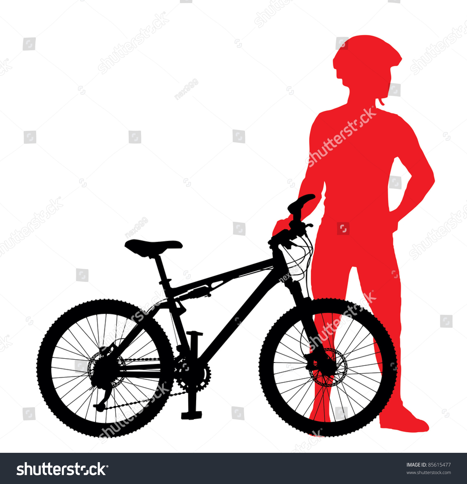 Mountain Bike Rider Silhouette Vector Image Stock Vector Royalty Free