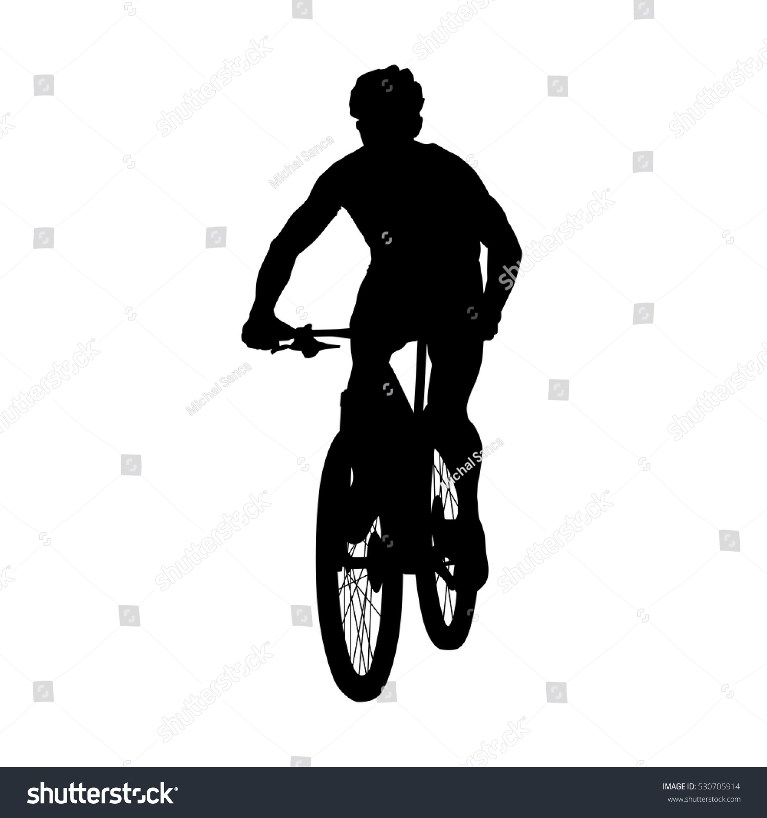 mountain biker mtb cyclist vector silhouette