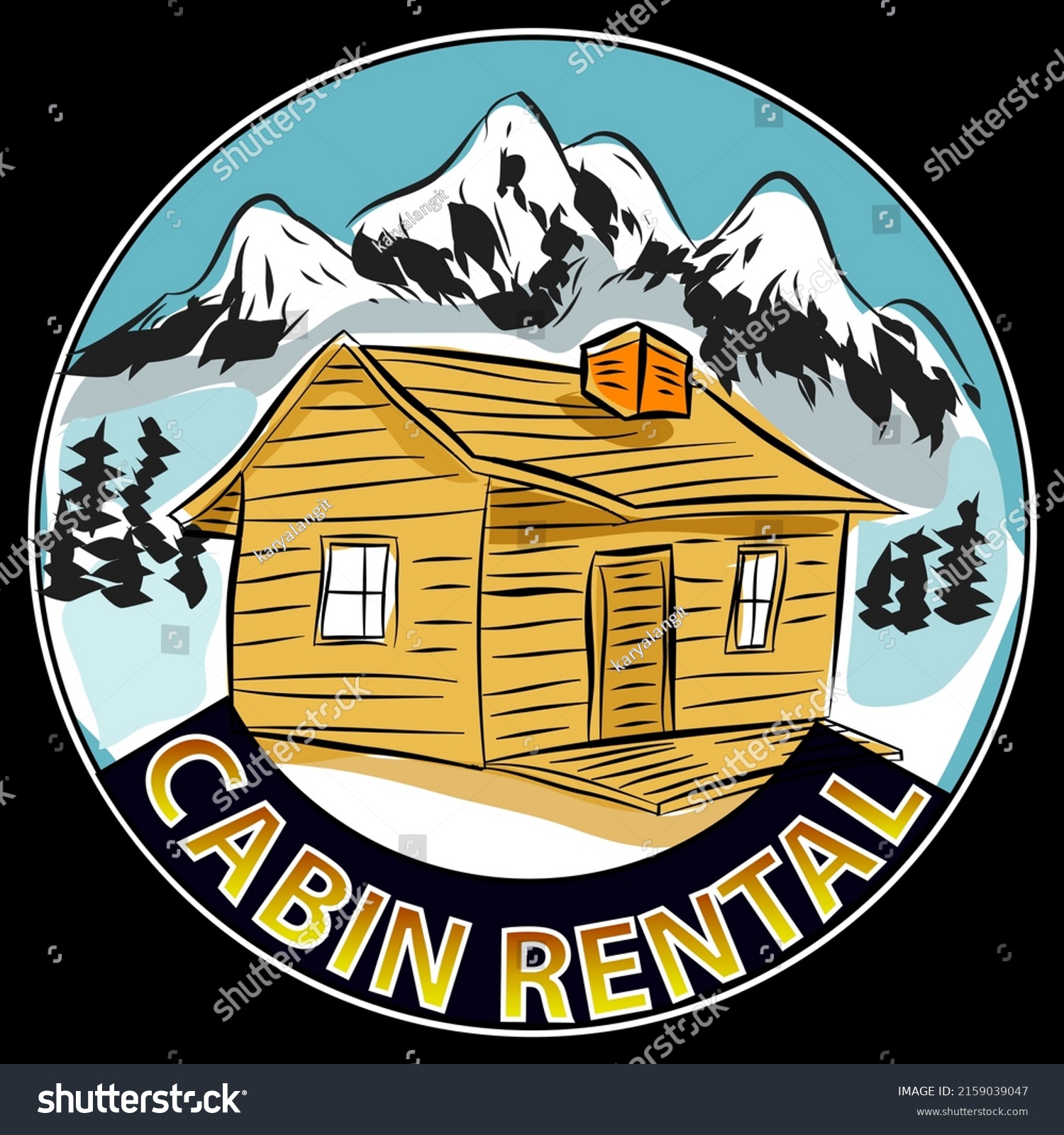 Mountain Cabin Rental Badge Emblem Vector Stock Vector (Royalty Free