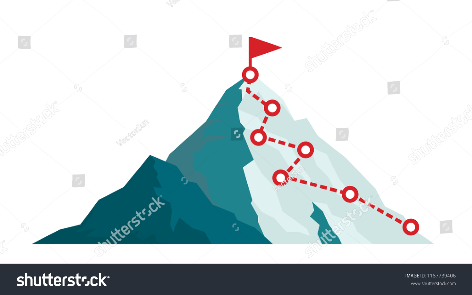 山登りは平らな山道 ビジネスの旅を進めています 成功のベクターイラスト 山頂 登山ルートを登る岩のイラスト のベクター画像素材 ロイヤリティフリー