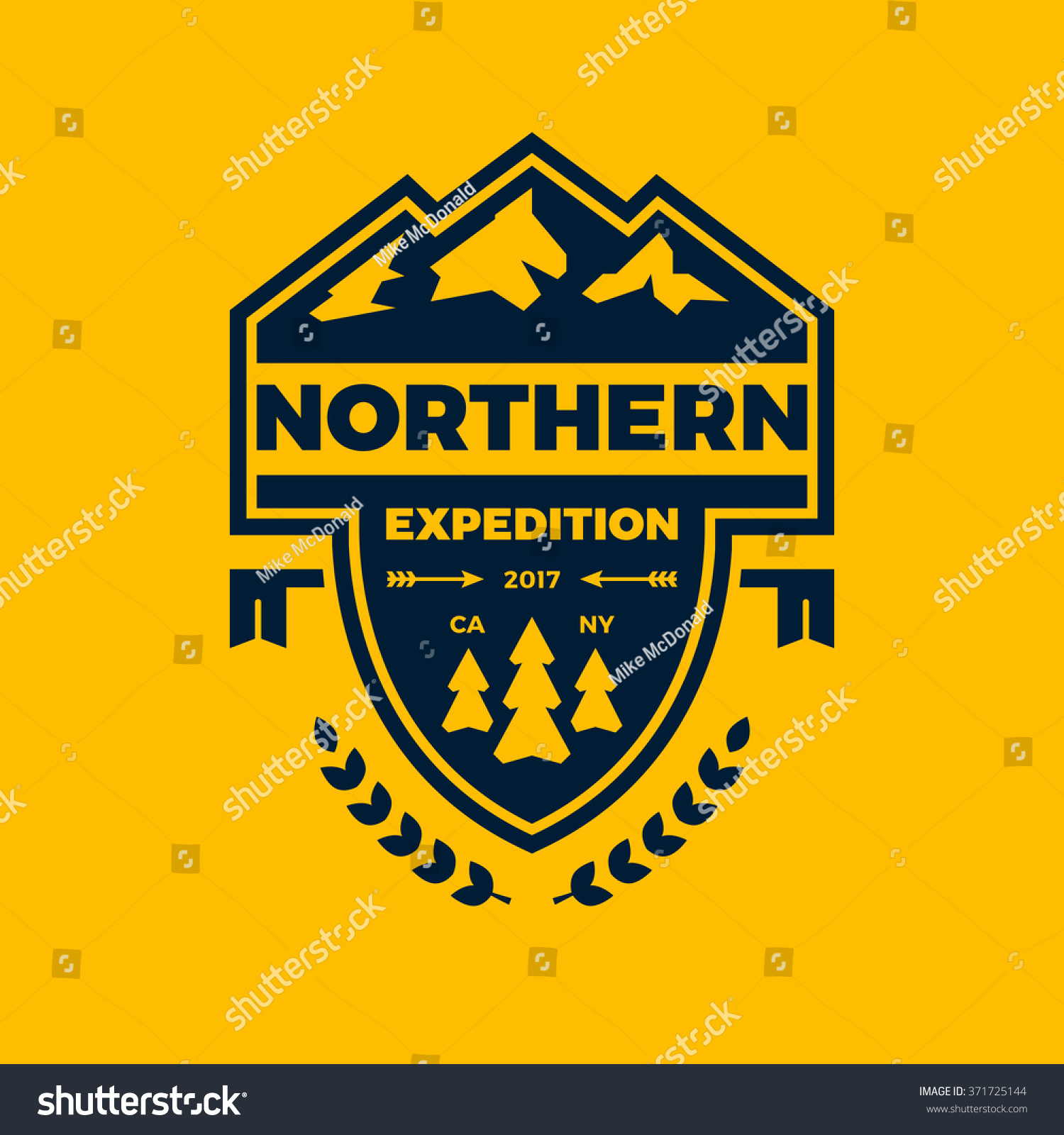 Mountain Expedition Banner Logo Badge Graphic Stock Vector 
