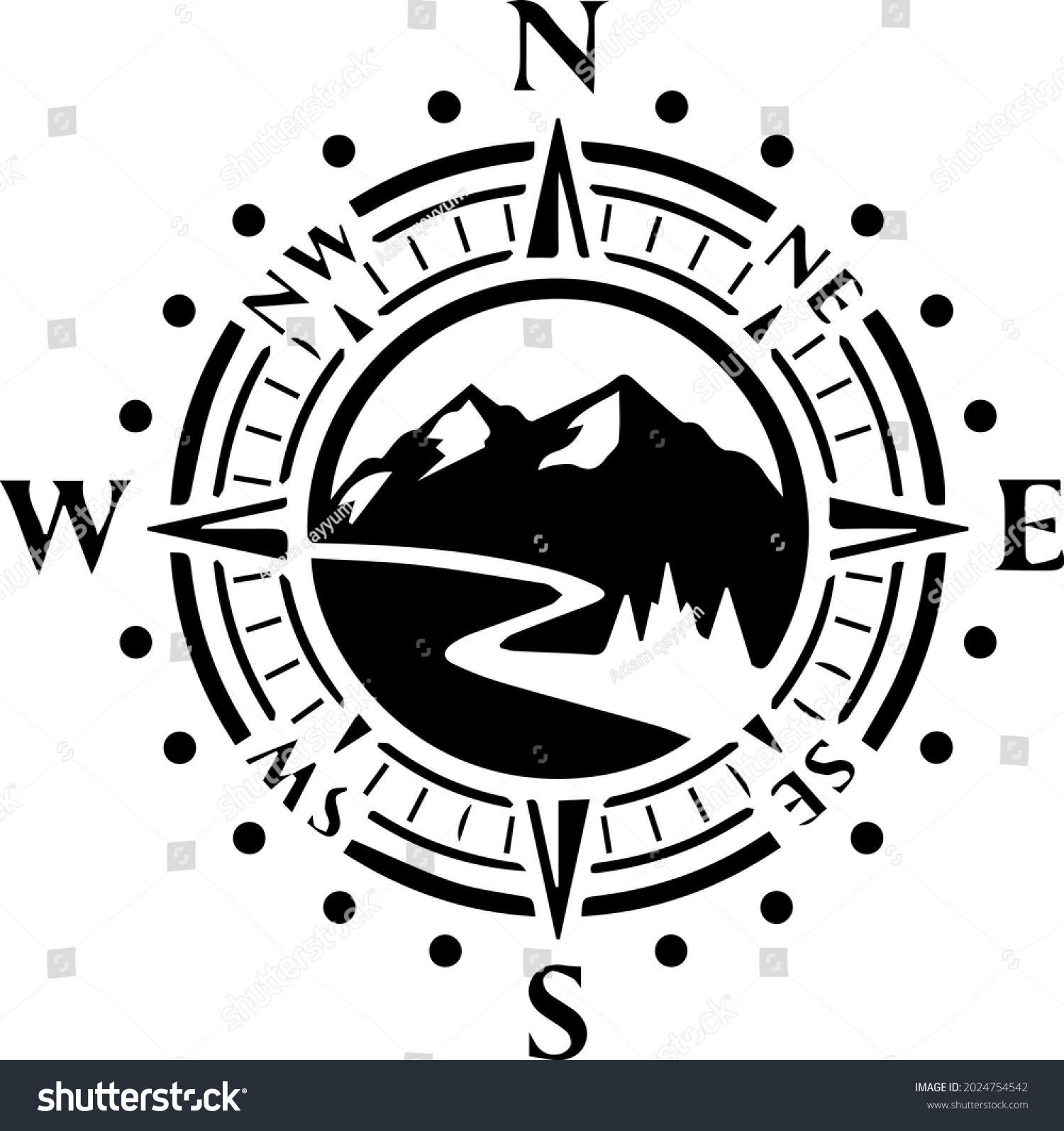 SVG of Mountain Forest Compass, Mountain , Forest , Compass svg, Adventure , Nature EPS Vector svg