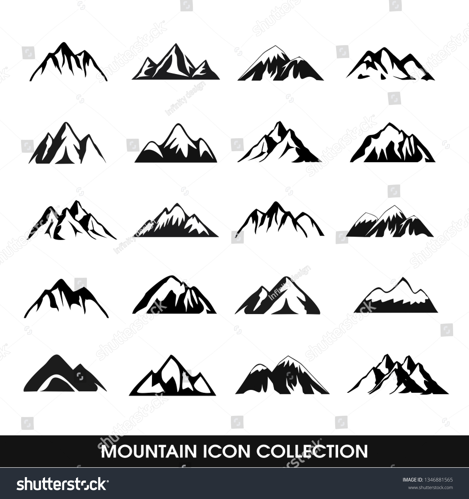 Mountain Icon Collection 20 Set Symbol Stock Vector (royalty Free 