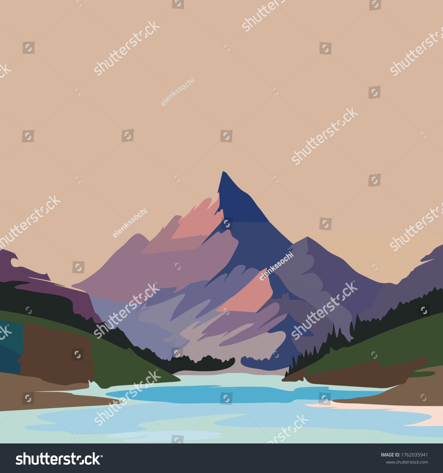Mountain Landscape Vector Illustration Breathtaking View Stock Vector ...