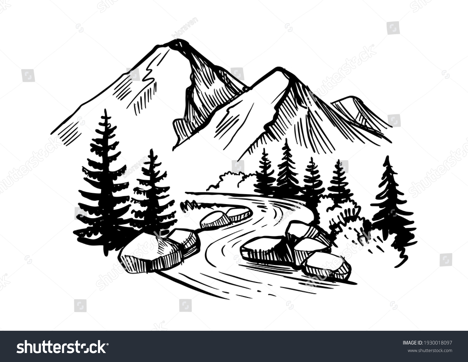 754 Woodcut river drawings Images, Stock Photos & Vectors | Shutterstock