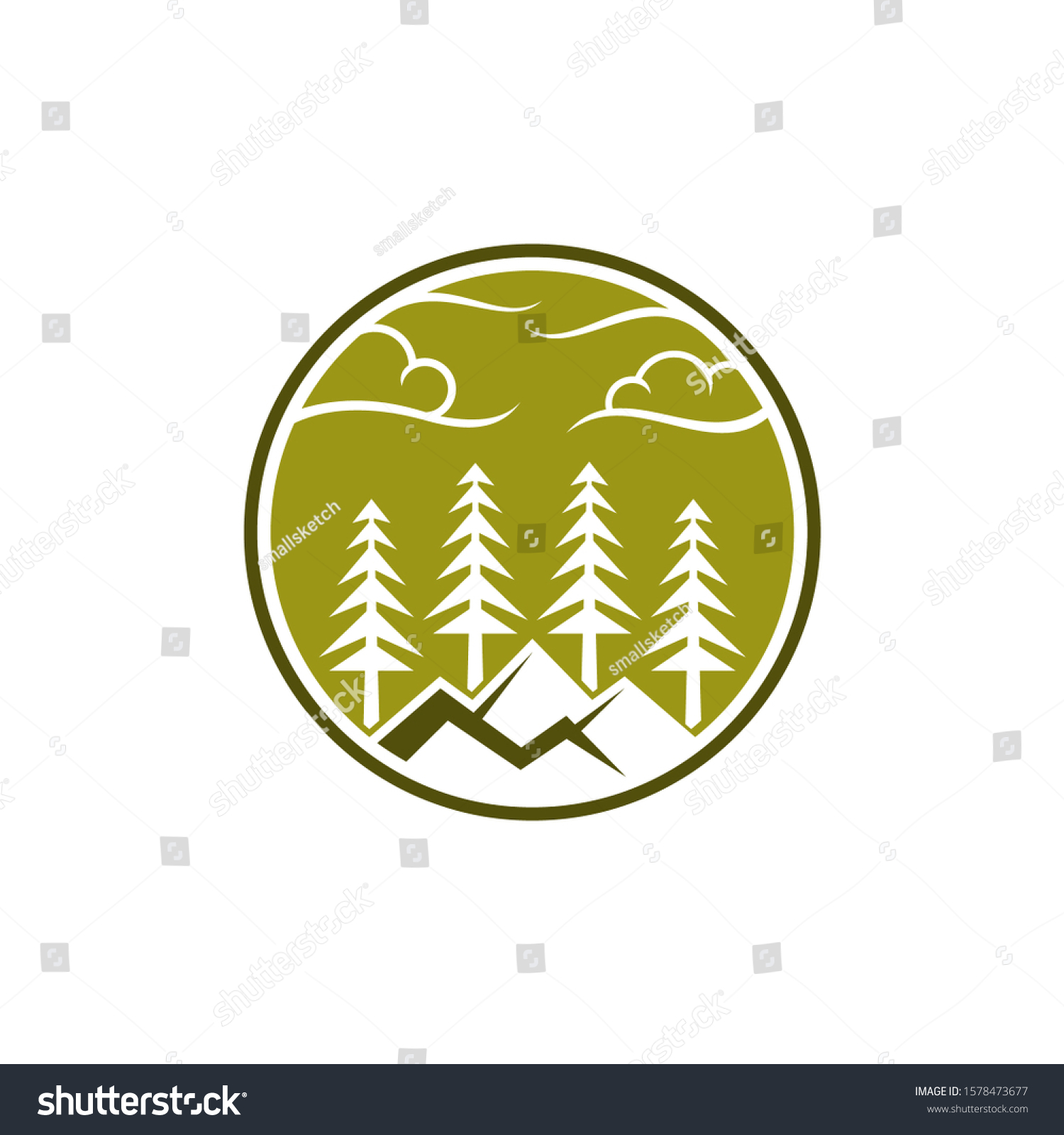 Mountain Pine Emblem Logo Design Pine Stock Vector (Royalty Free ...