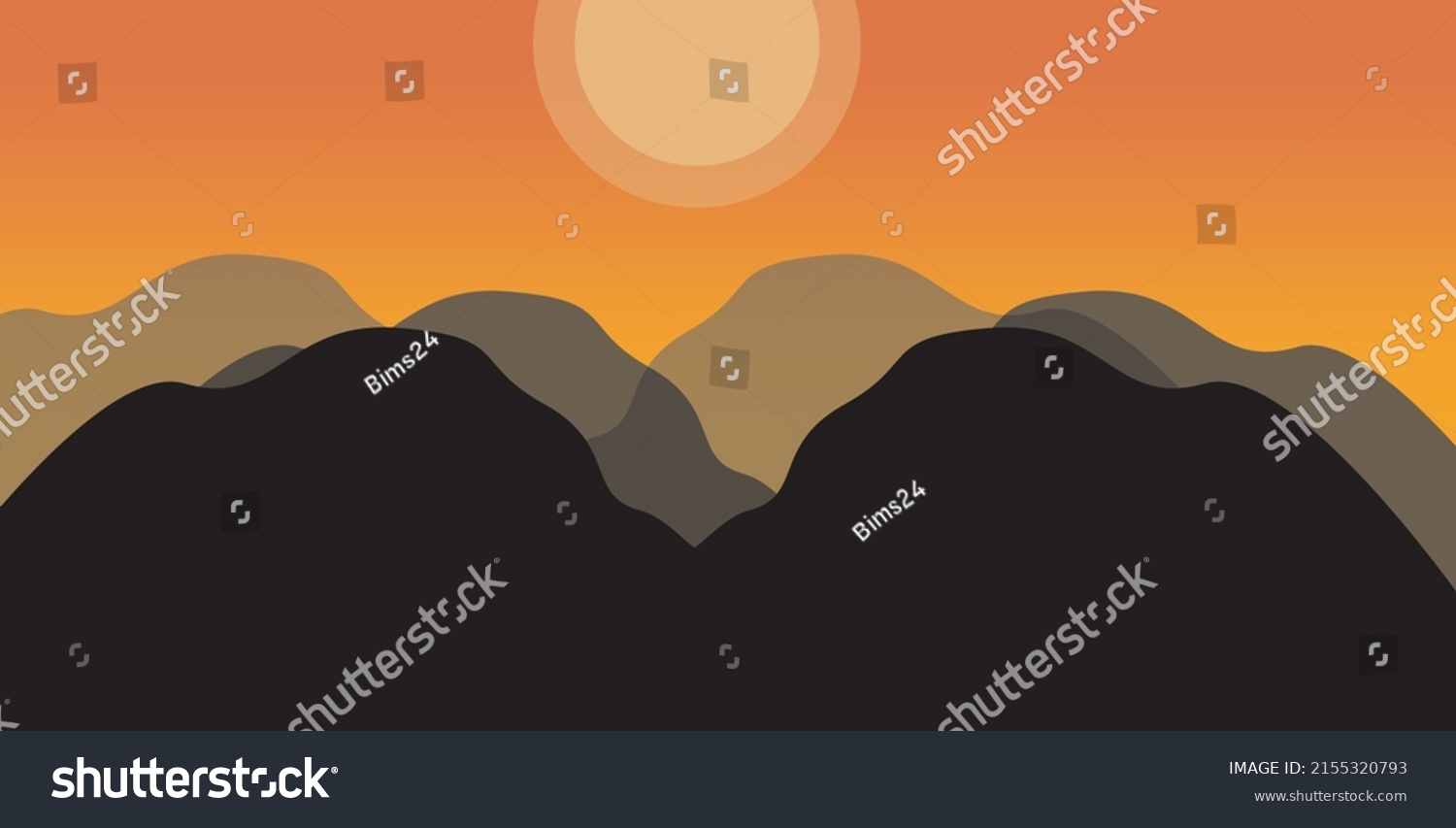 Mountain Scenery Background Under Sunset Sky Stock Vector (Royalty Free ...