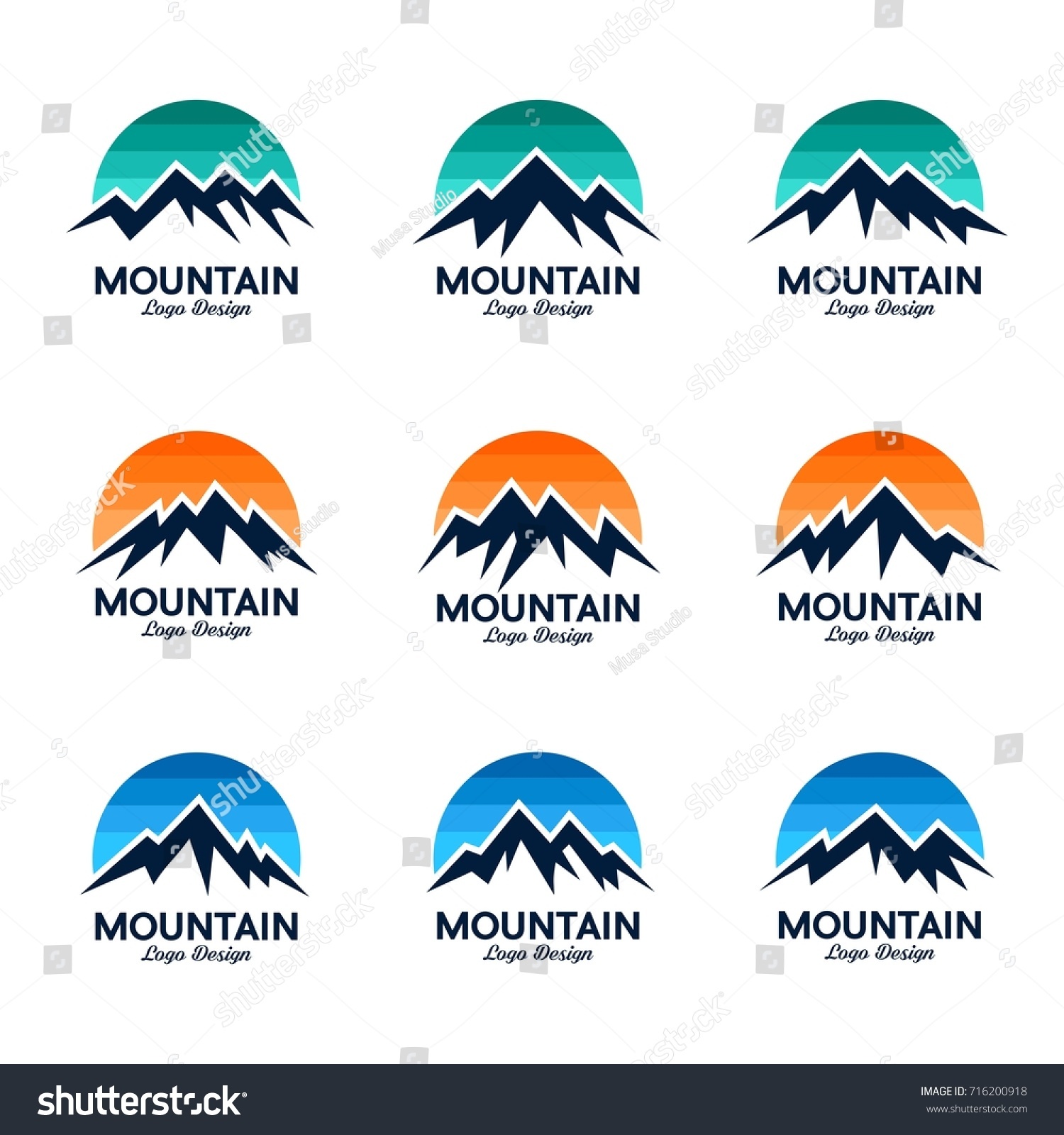 Mountain Sky Logo Design Vector Set Stock Vector (Royalty Free ...