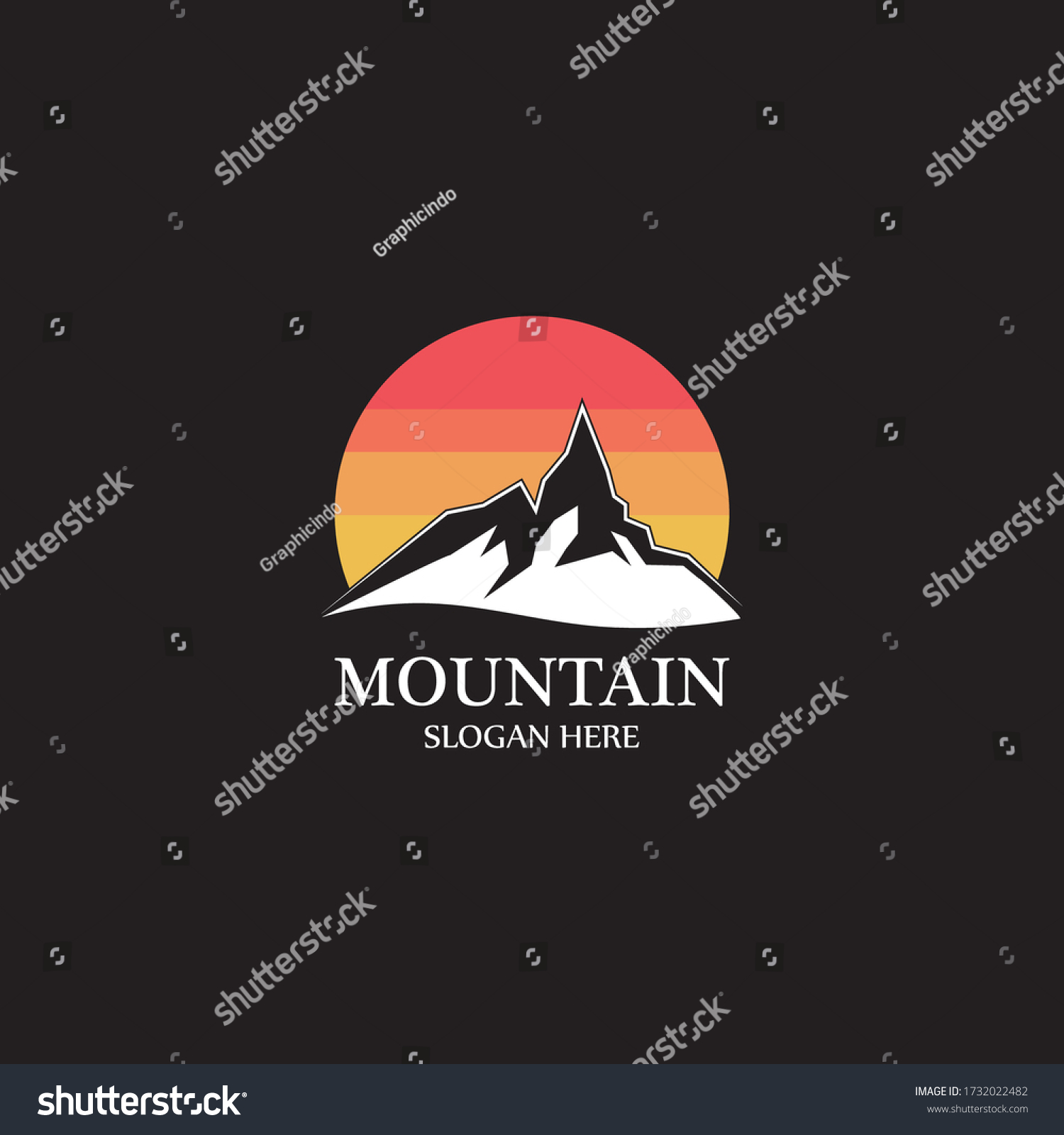 Mountain Sun Logo Design Concept Template Stock Vector (Royalty Free ...