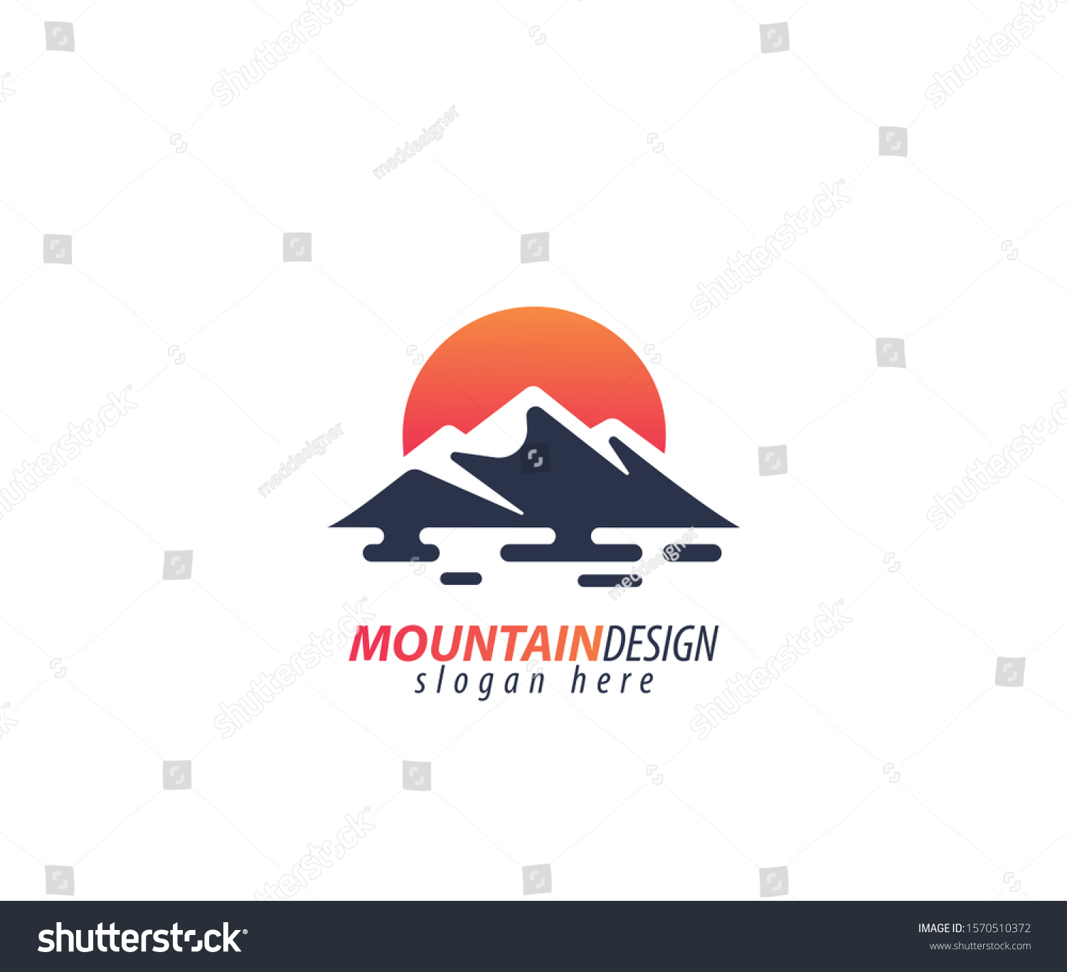 Mountain Sun Logo Sign Design Stock Vector (Royalty Free) 1570510372 ...