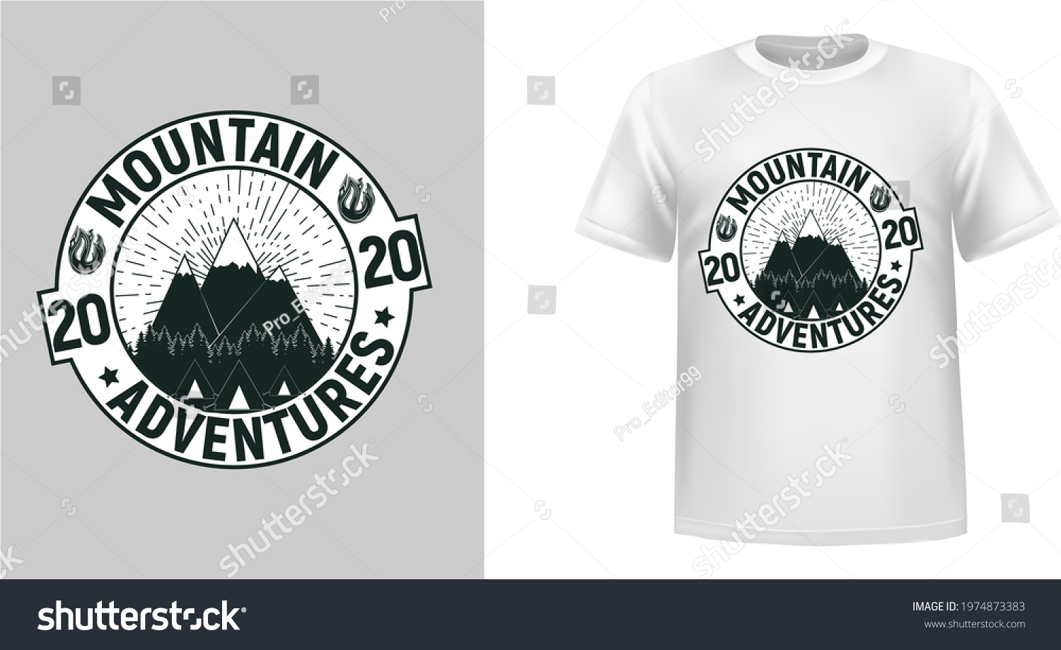 Mountain T Shirt Design Template Stamp Stock Vector (Royalty Free ...