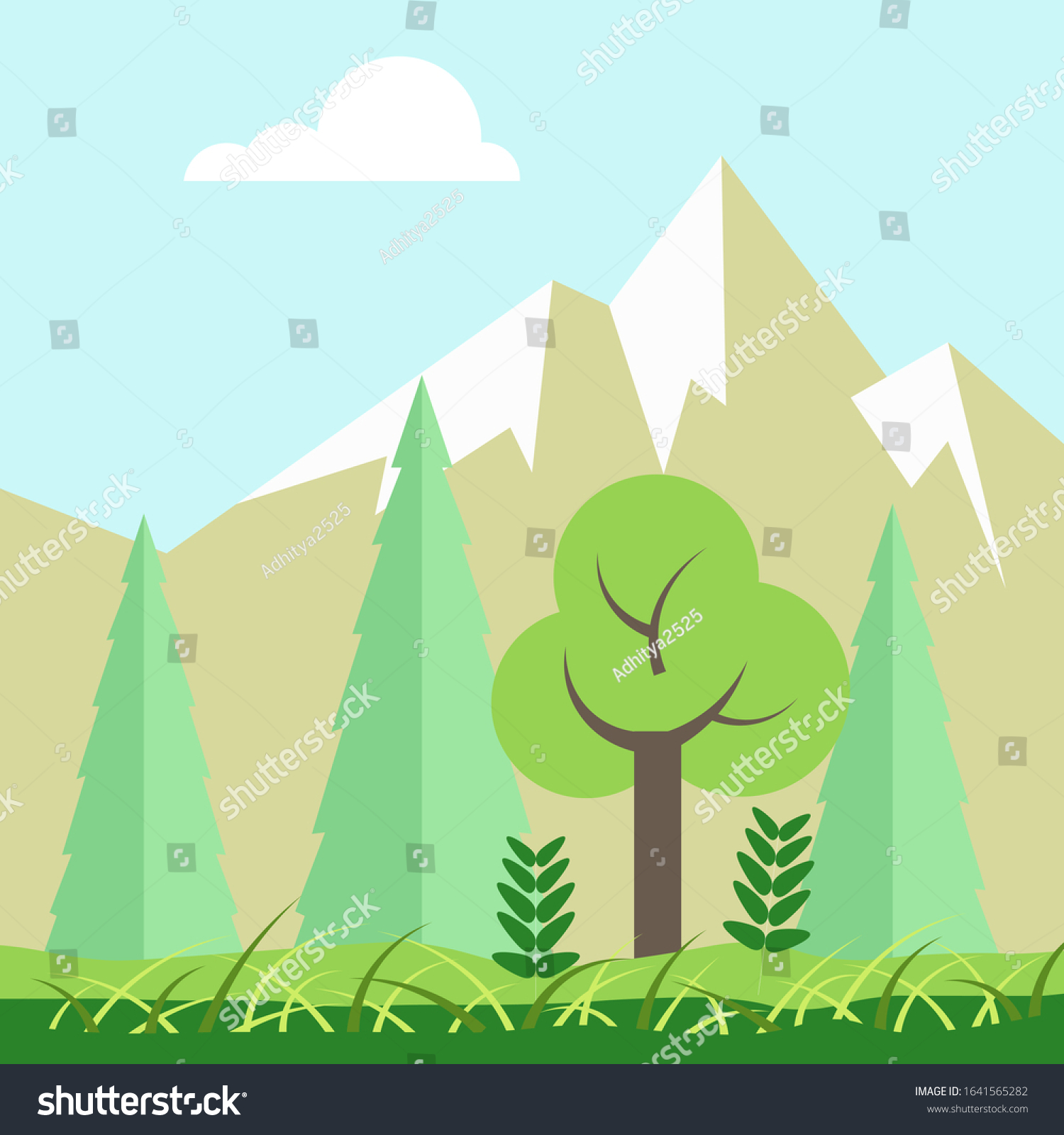 Mountain Tree Landscape Vector Design Stock Vector (Royalty Free ...