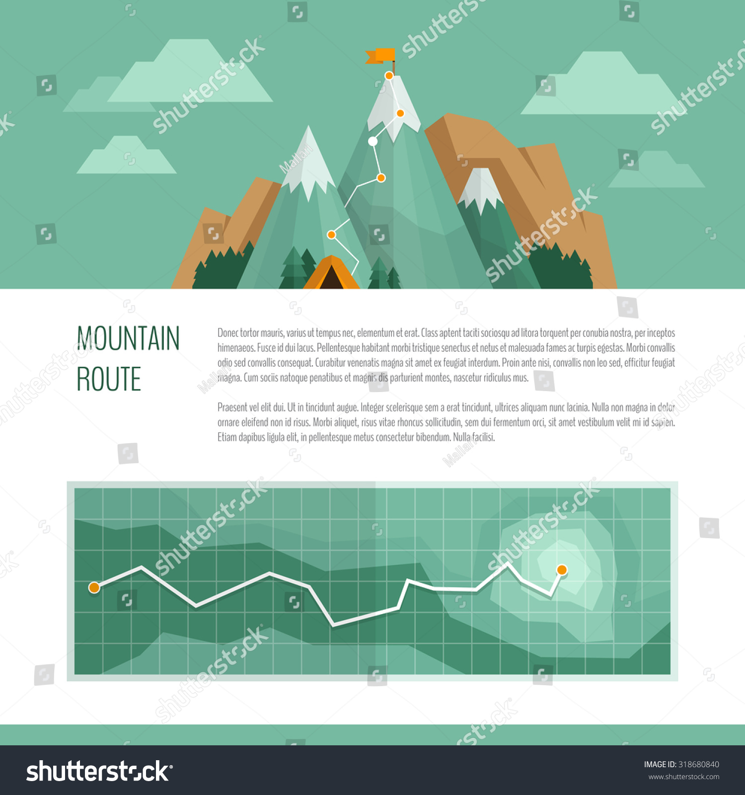 Mountain Trekking, Hiking, Climbing And Camping Concept. Hiking Trail ...