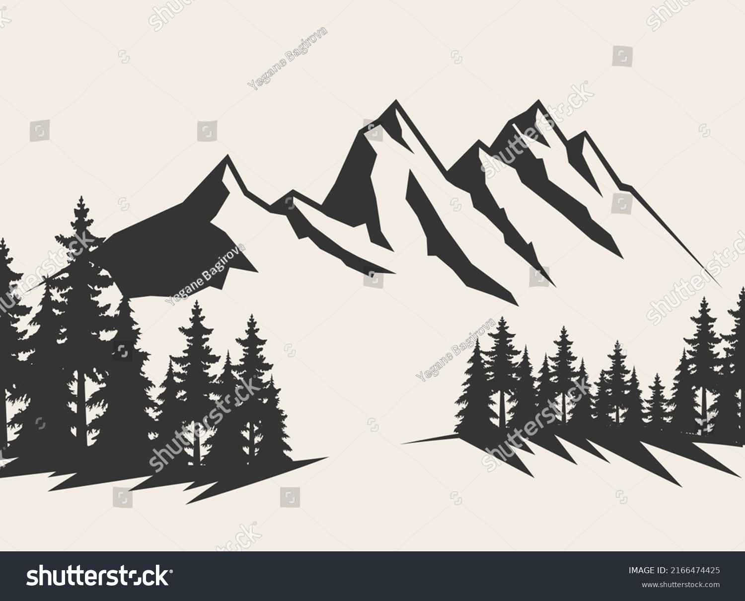 Mountain Vector Illustration Old Style Black Stock Vector (Royalty Free ...