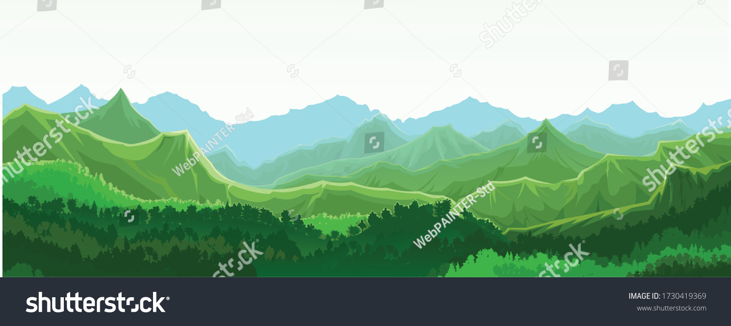 Mountains Silhouette Landscape Vector Mount Range Stock Vector (Royalty ...