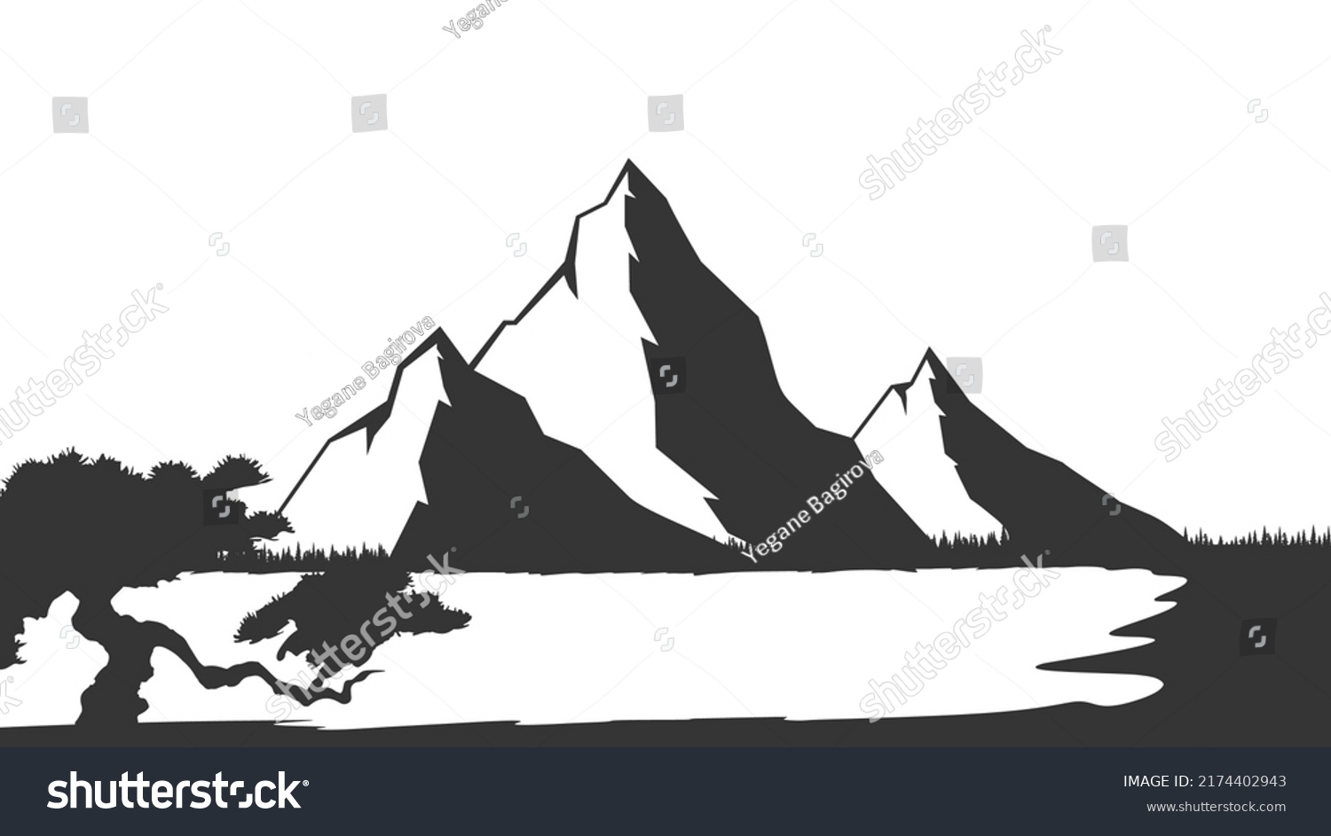 Mountains Silhouettes Mountains Vector Mountains Vector Stock Vector ...