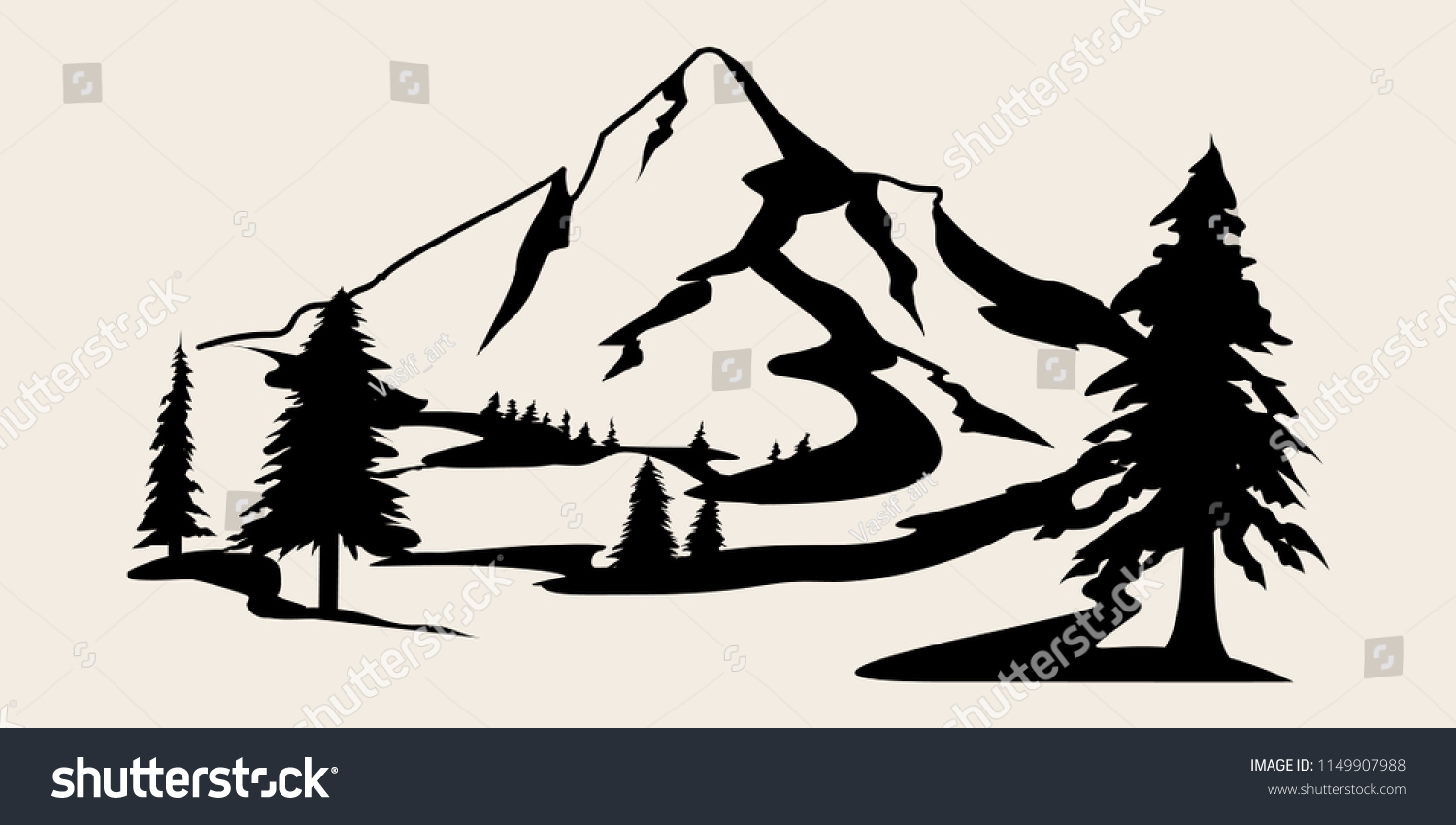 Mountains Vectormountain Range Silhouette Isolated Vector Stock Vector ...