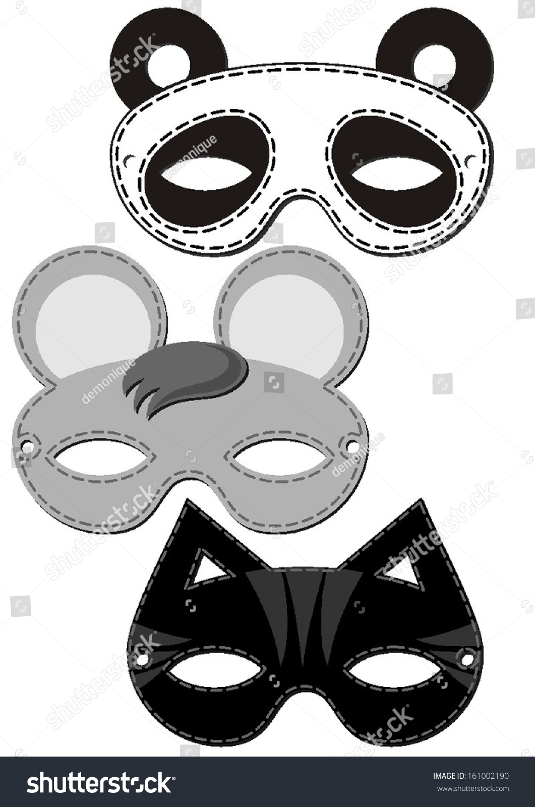Mouse Cat Panda Bear Mask Animal Stock Vector Royalty Free 161002190