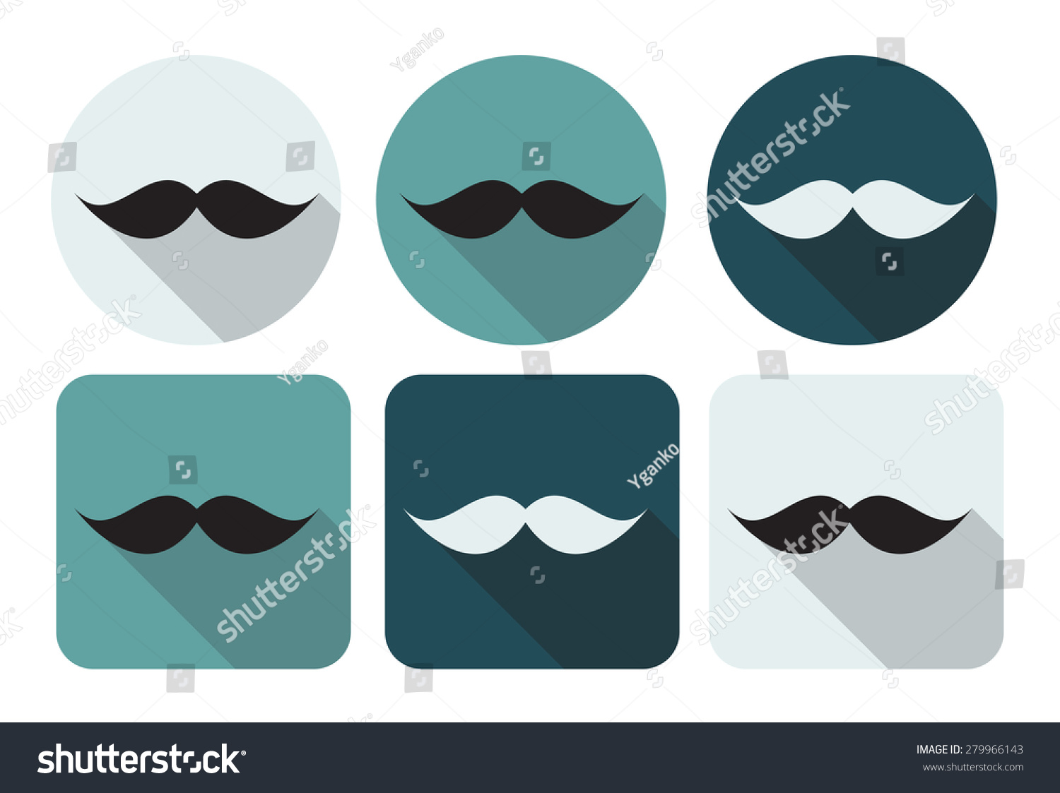 Moustache Flat Icon With Long Shadow Vector Illustration Eps10 ...