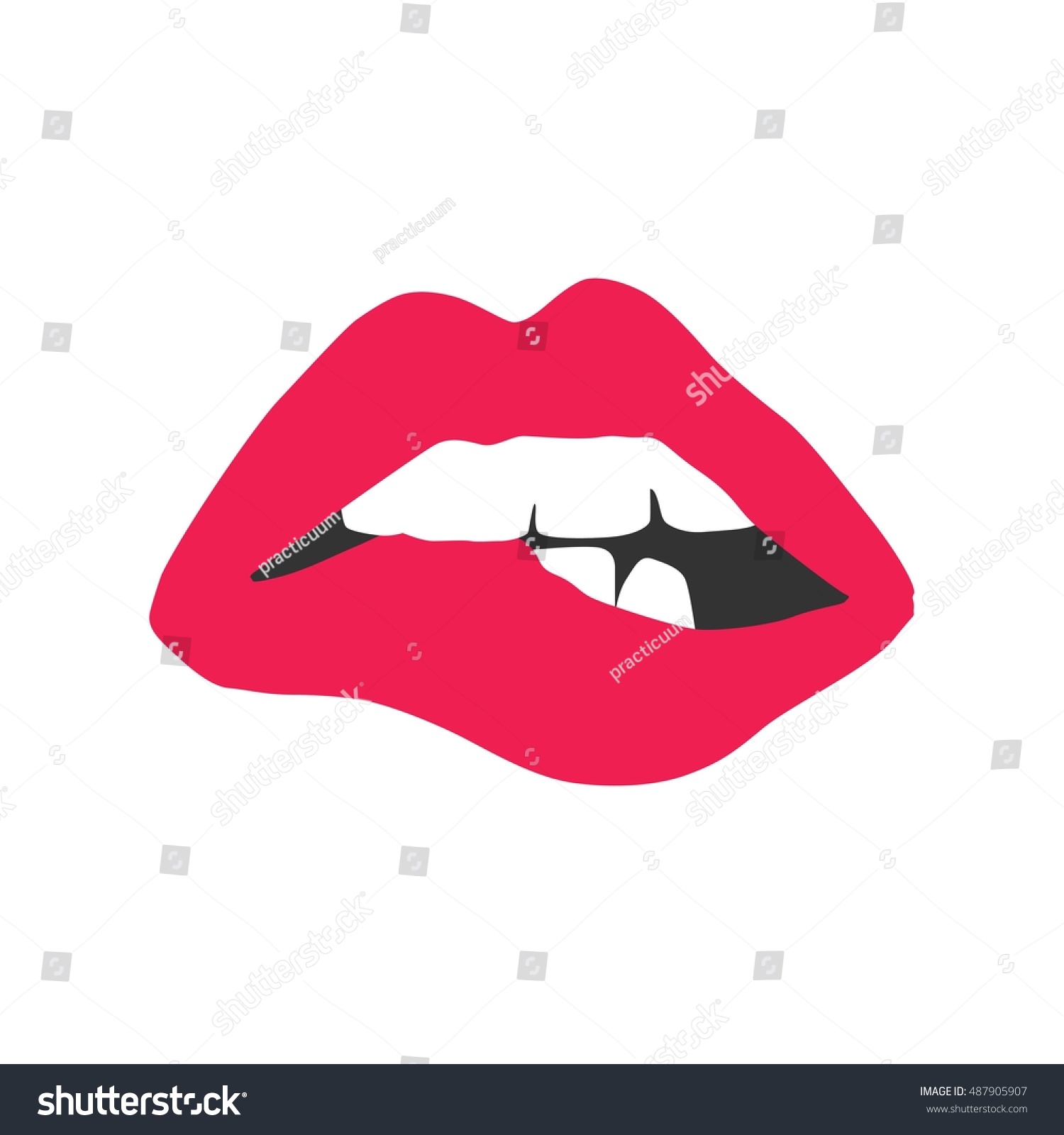 Mouth Red Lips Isolated Vector Illustration Vector De Stock Libre De Regalías 487905907