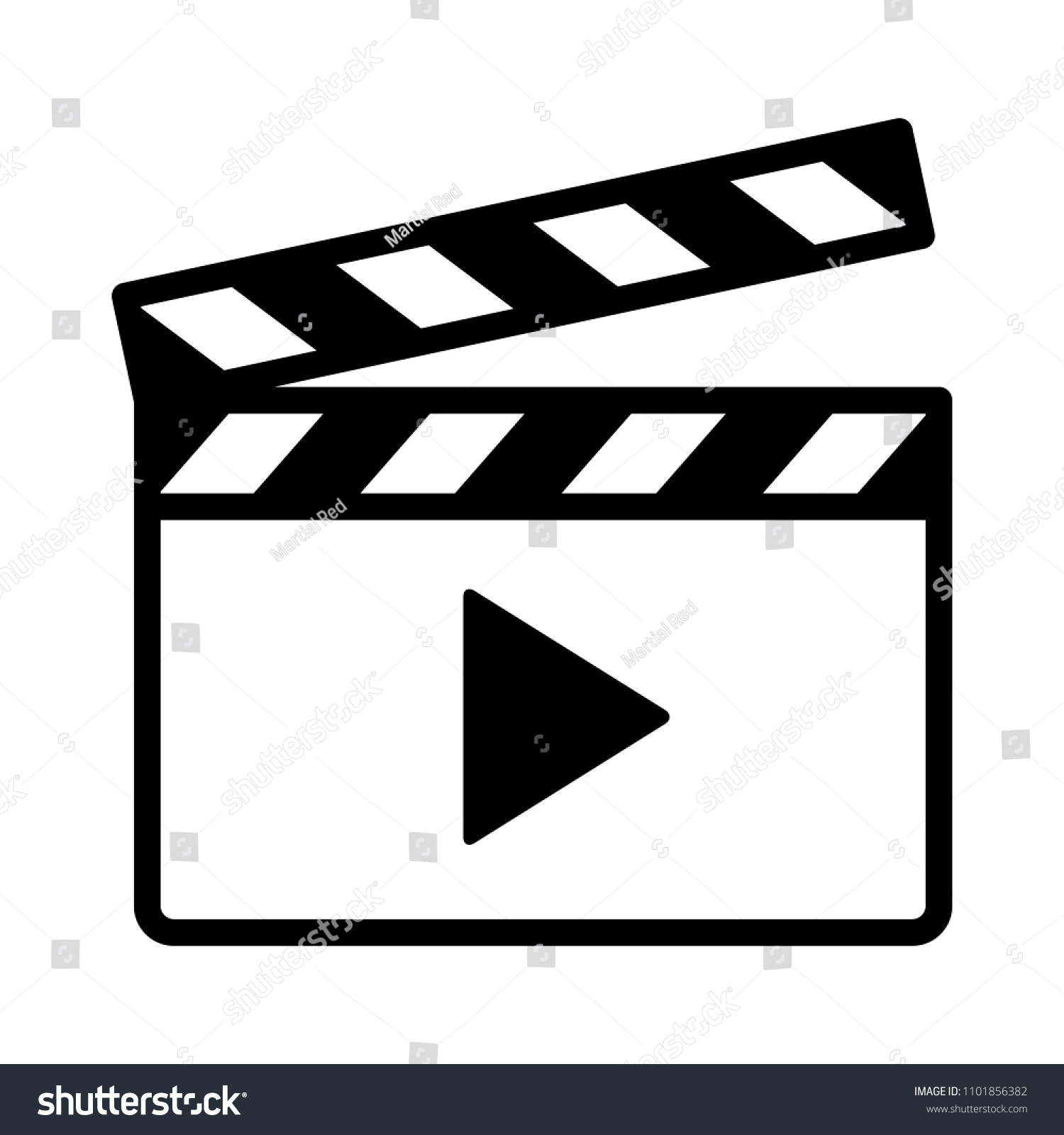recommend clip art: Movie clapperboard or film clapboard with play arrow line art vector icon for video apps and websites