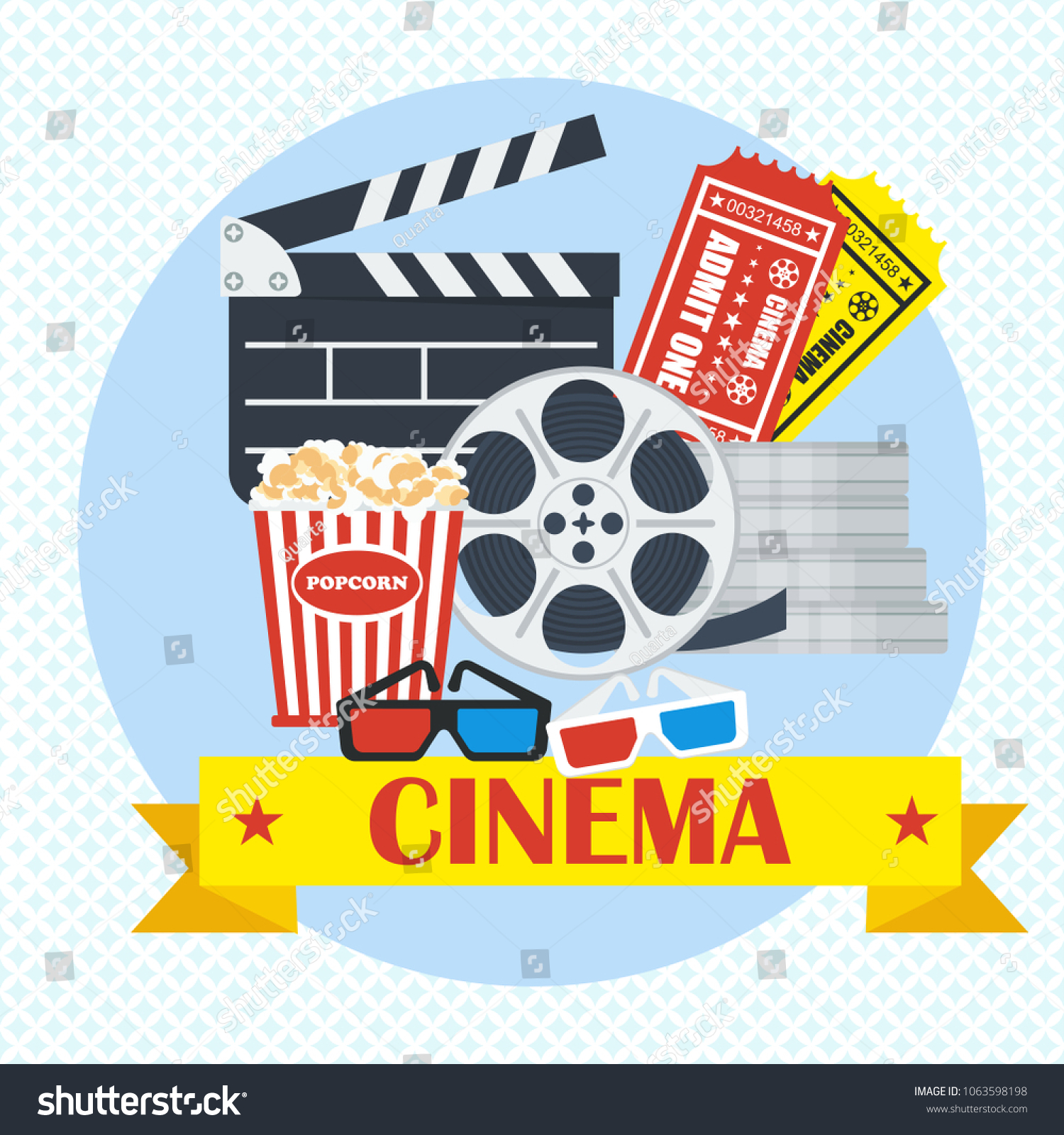 Movie Poster Template Cinema Flat Vector Stock Vector (Royalty Free ...