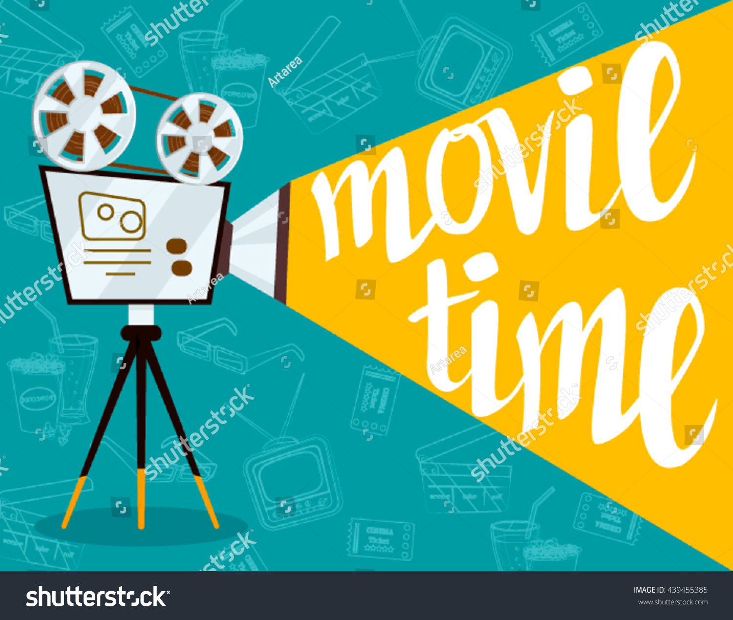 Movie Time Concept Creative Template Cinema Poster Stock Vector