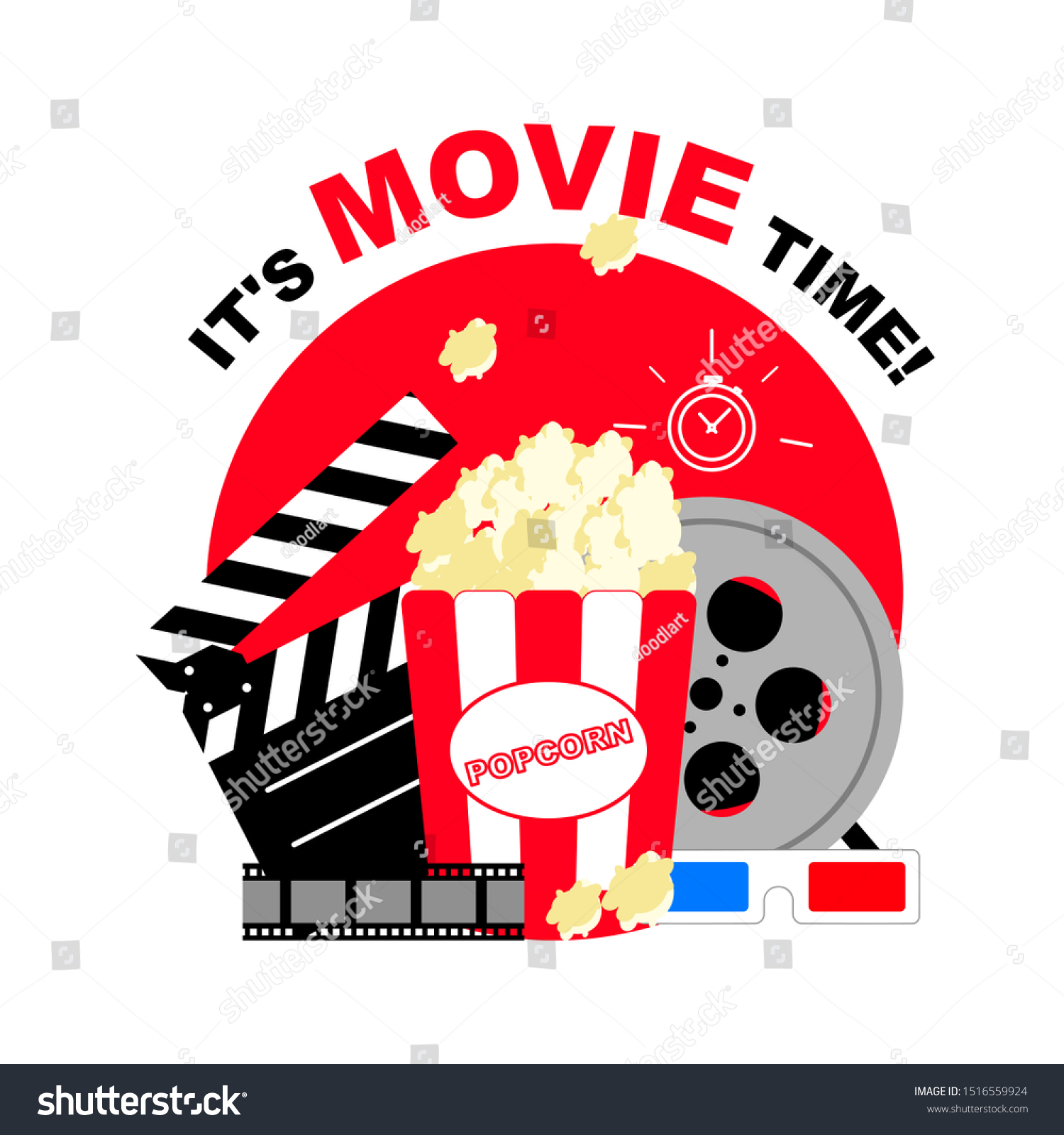 Movie Time Illustration Cinema Poster Concept Stock Vector Royalty Free 1516559924