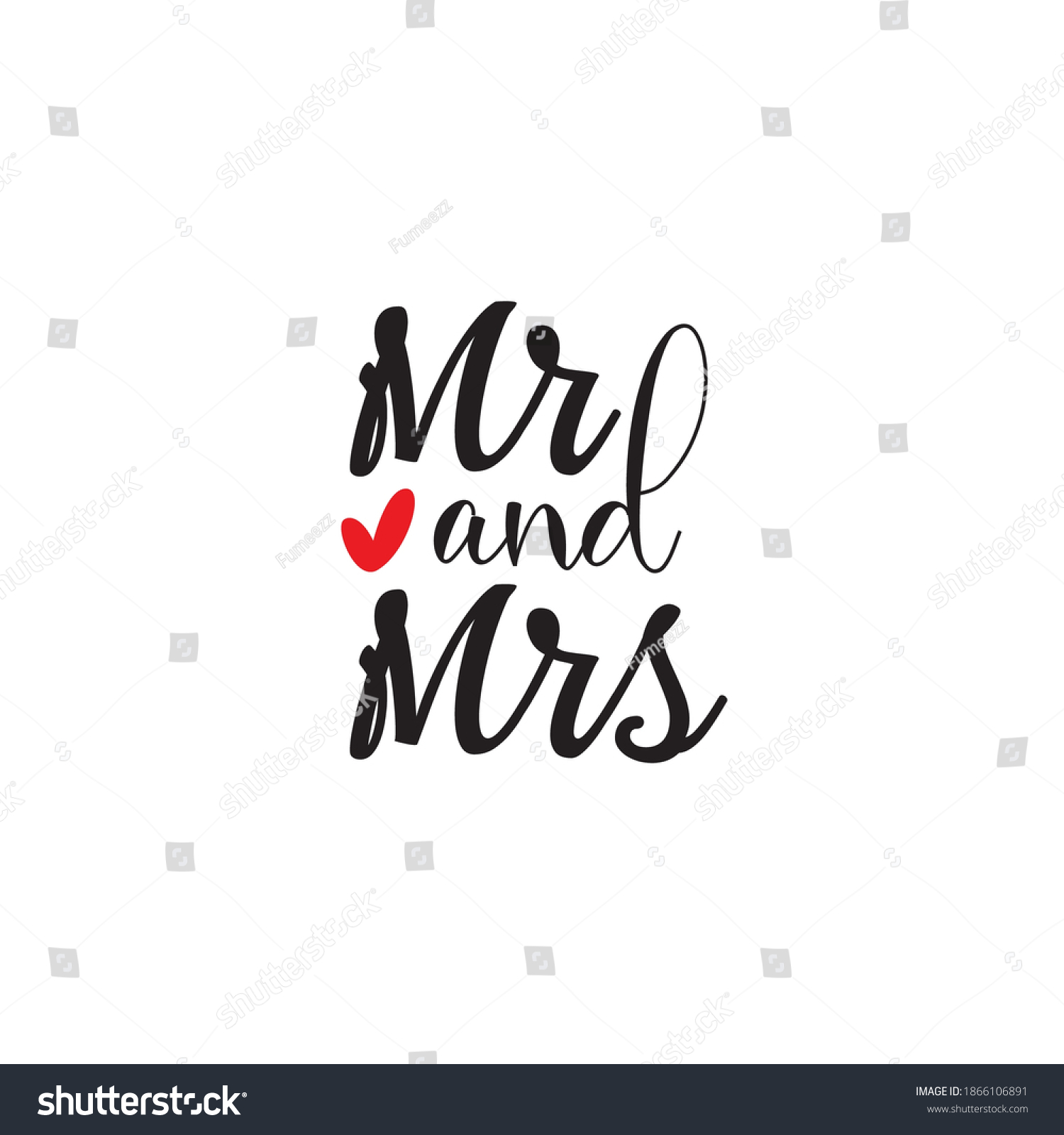 Mr Mrs Vector Typography Handwriting Romantic Stock Vector (Royalty ...