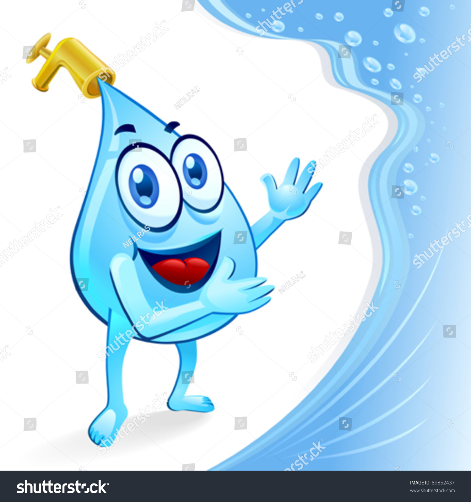 Mr Water Drop Save Me Stock Vector 89852437 - Shutterstock