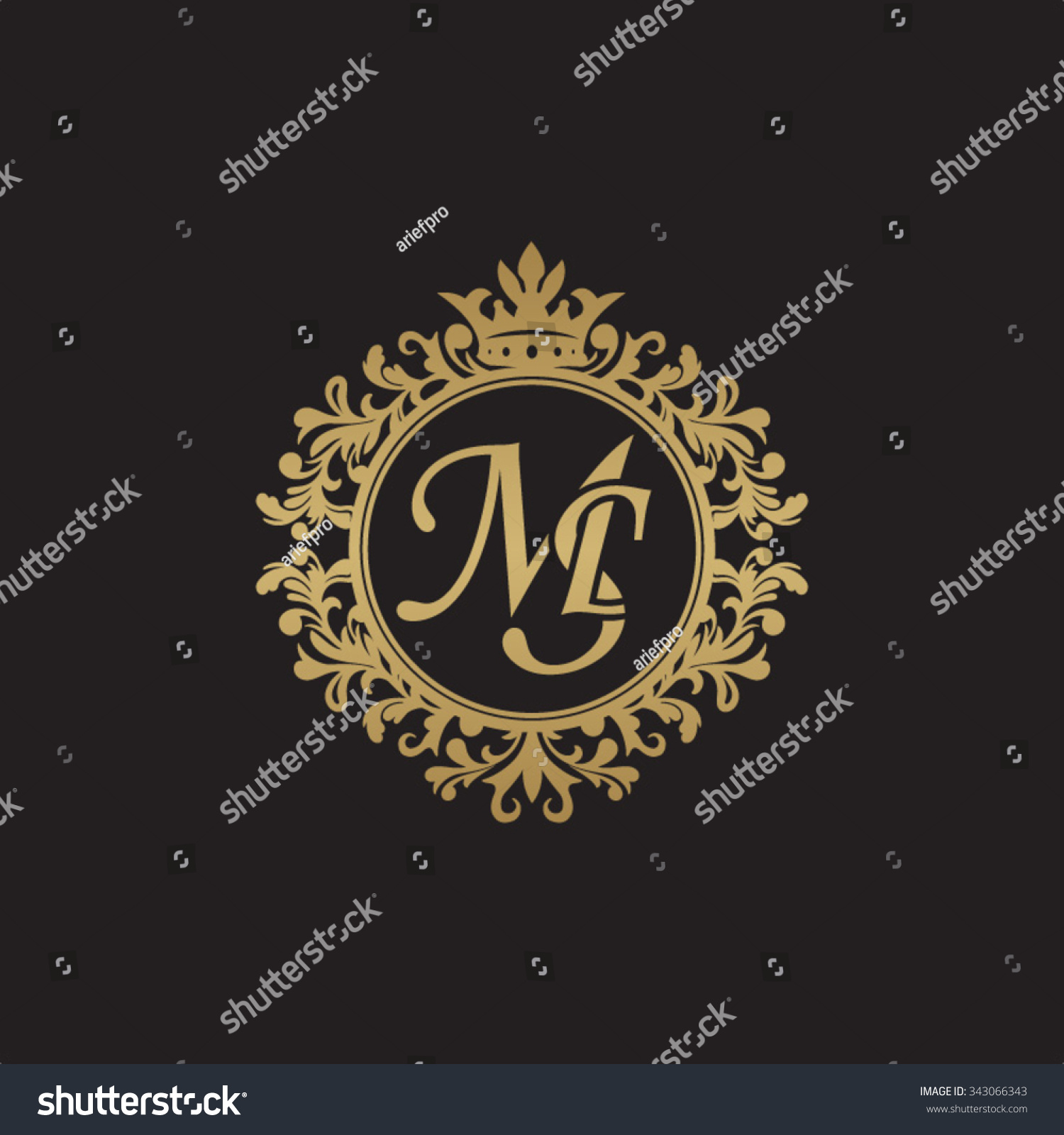 Ms Initial Luxury Ornament Monogram Logo Stock Vector 343066343