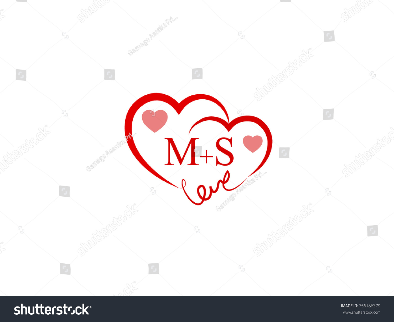 Ms Initial Wedding Invitation Love Logo Stock Vector Royalty Free