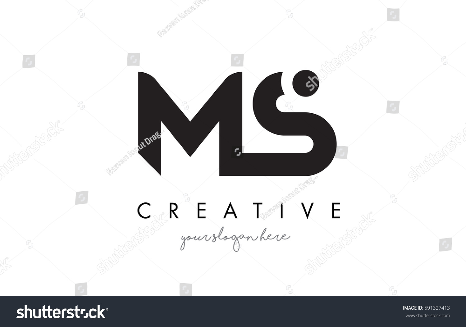 Ms Letter Logo Design Creative Modern Stock Vector Royalty Free