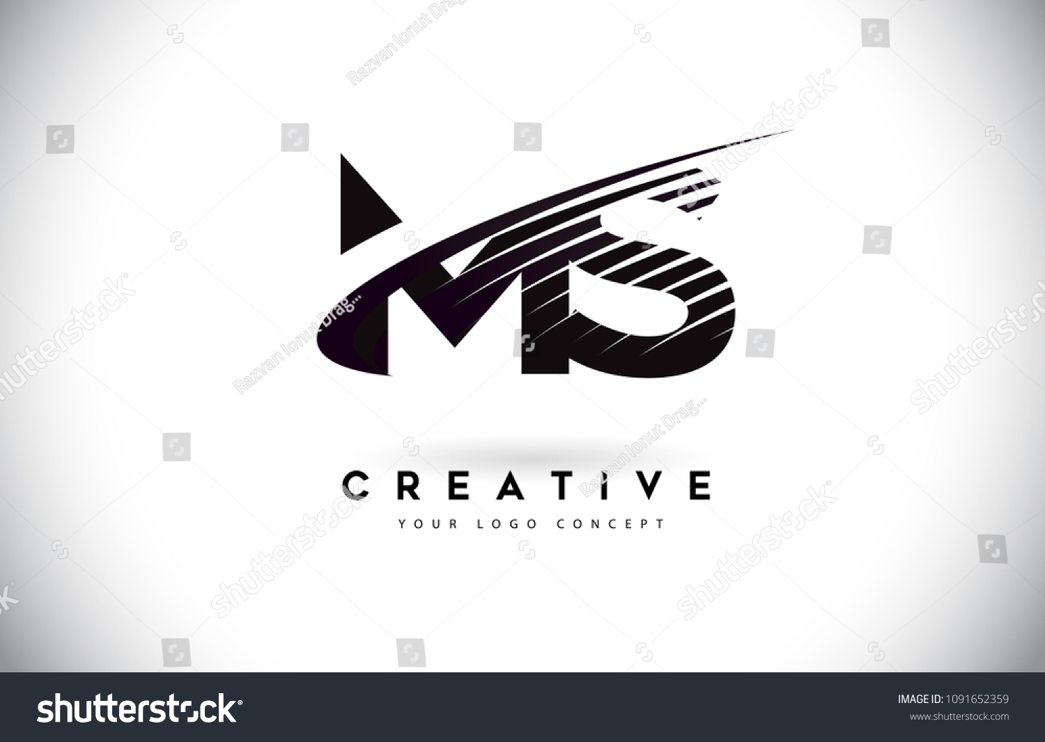 Ms M S Letter Logo Design Stock Vector Royalty Free