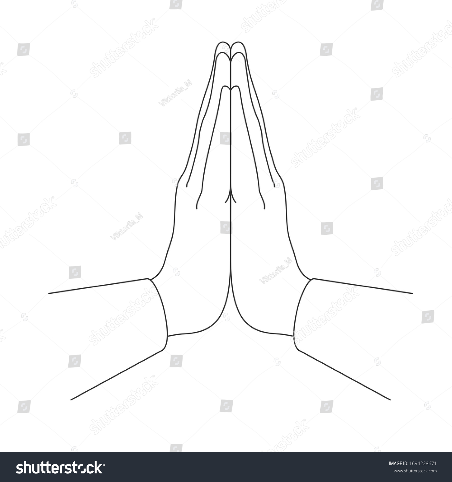 Mudra Namaste Hands Folded Welcome Gesture Stock Vector (Royalty Free ...