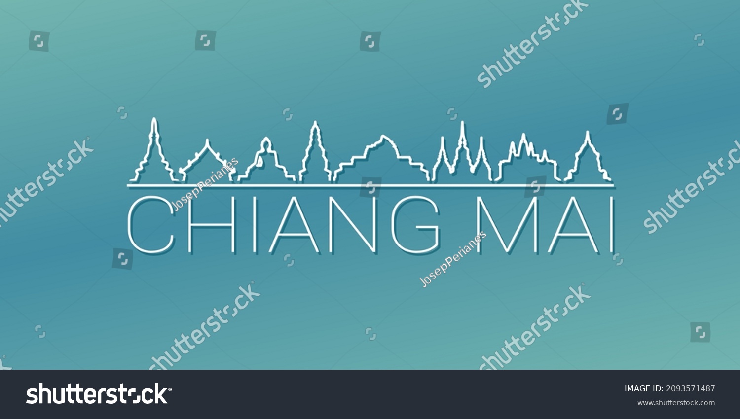SVG of Mueang Chiang Mai District, Chiang Mai, Thailand Skyline Linear Design. Flat City Illustration Minimal Clip Art. Background Gradient Travel Vector Icon. svg