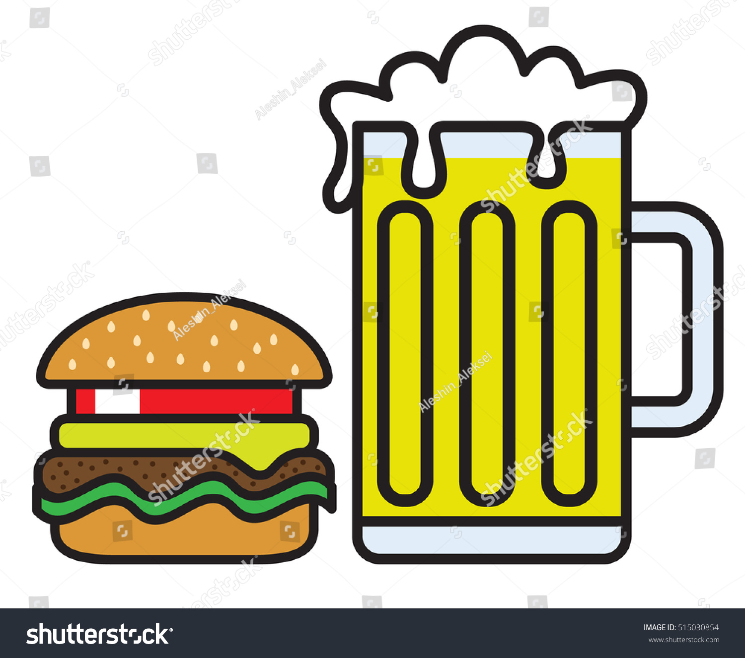 Mug Beer Foam Burger Simple Icon Stock Vector (Royalty Free) 515030854