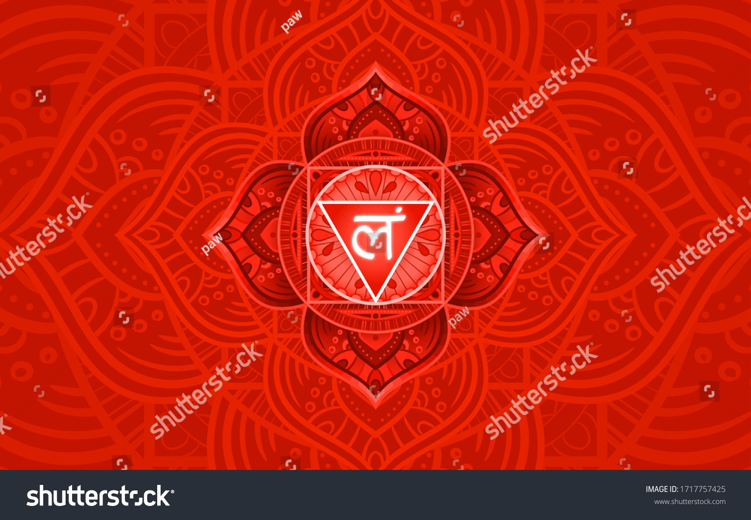 Muladhara Root Chakra Symbol Colorful Mandala Stock Vector (Royalty ...