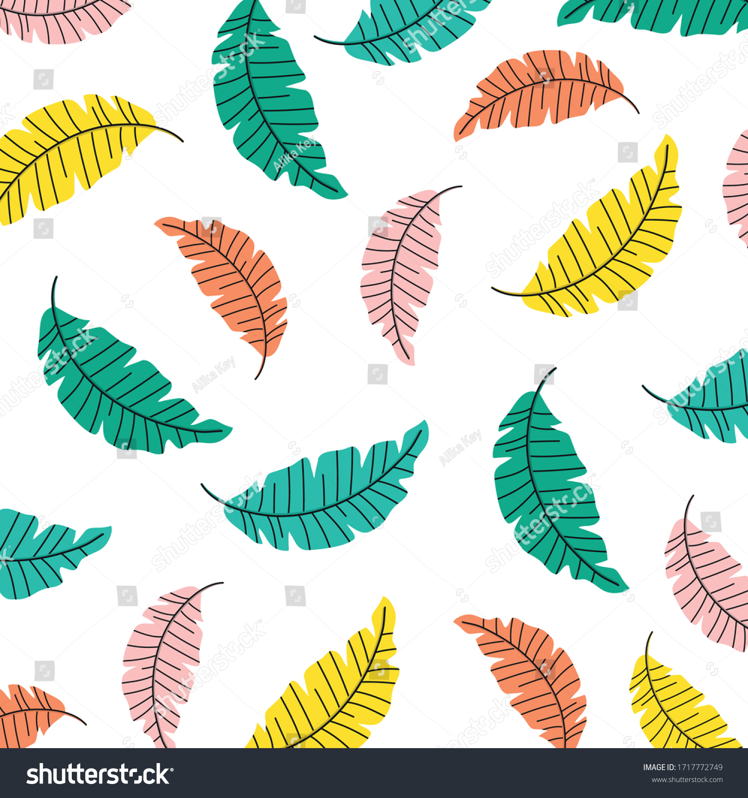 Multicolored Leaves Seamless Pattern White Background Stock Vector ...