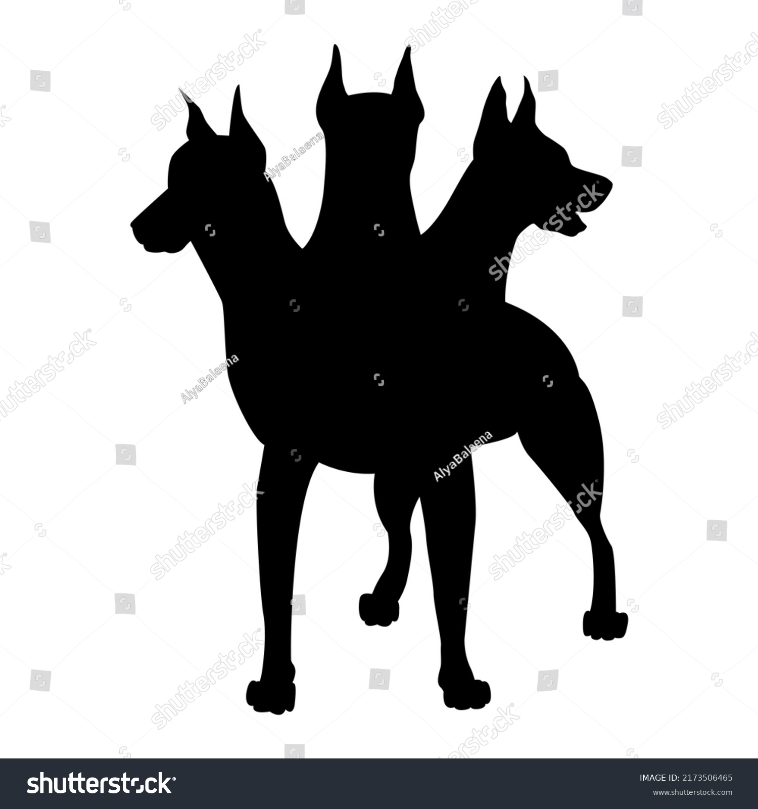 SVG of Multi headed dog cerberus illustration. Silhouette illustration. Kerberos authentication logo. Mythological creature. svg