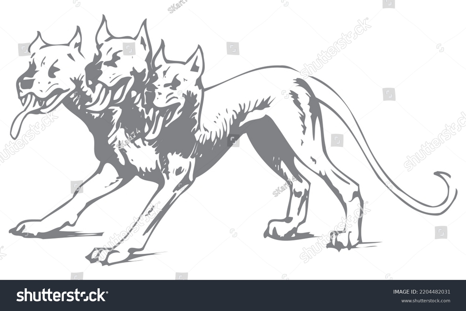 SVG of Multi Headed Dog Cerberus Vector illustration
 svg