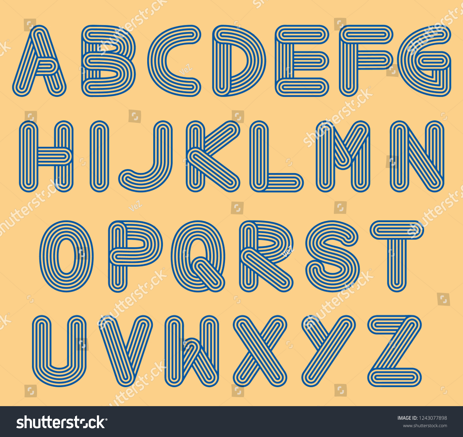 Vektor Stok Multi Line Capital Letters English Alphabet Tanpa Royalti Shutterstock
