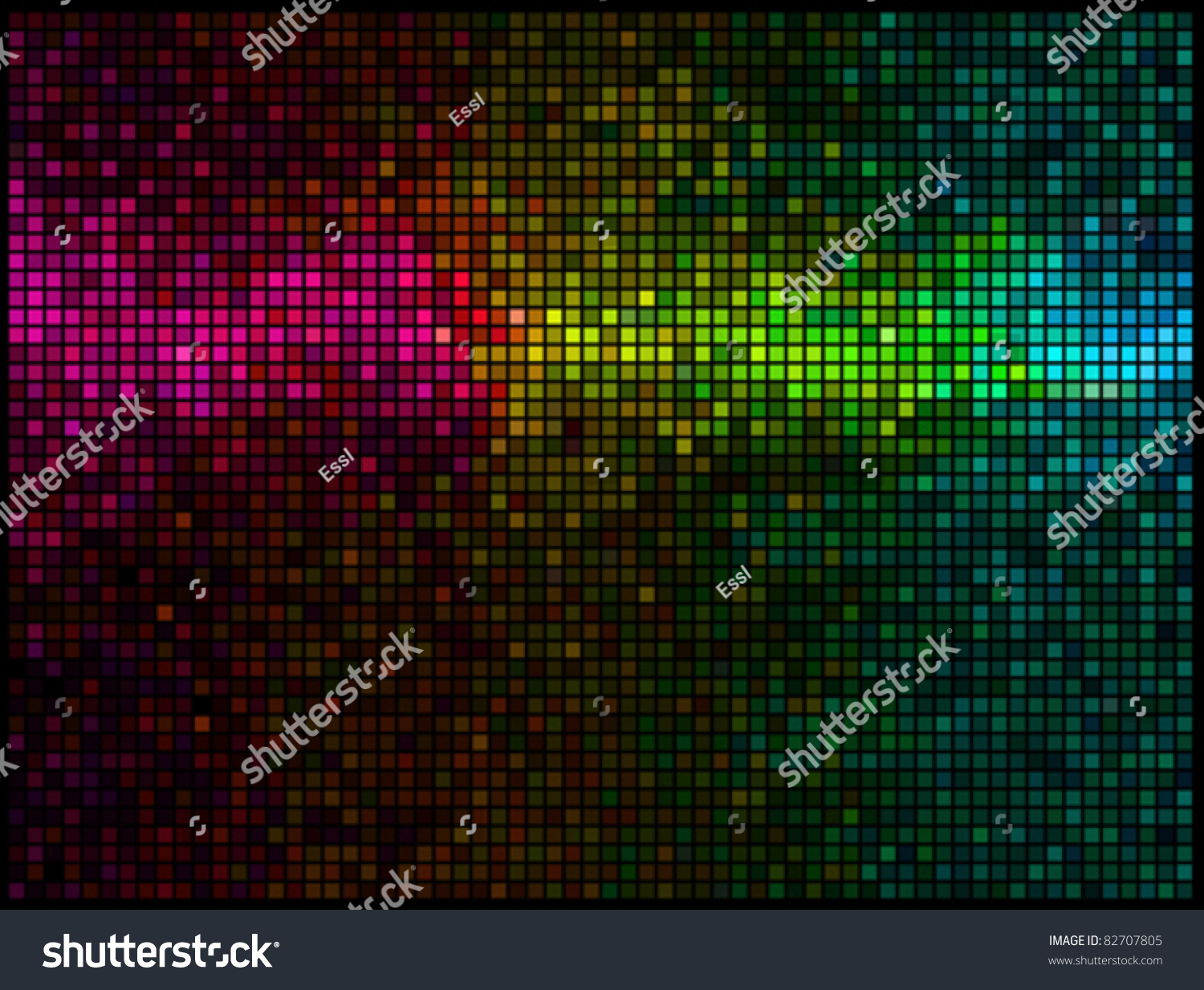 Multicolor Abstract Lights Disco Background. Square Pixel Mosaic Vector ...