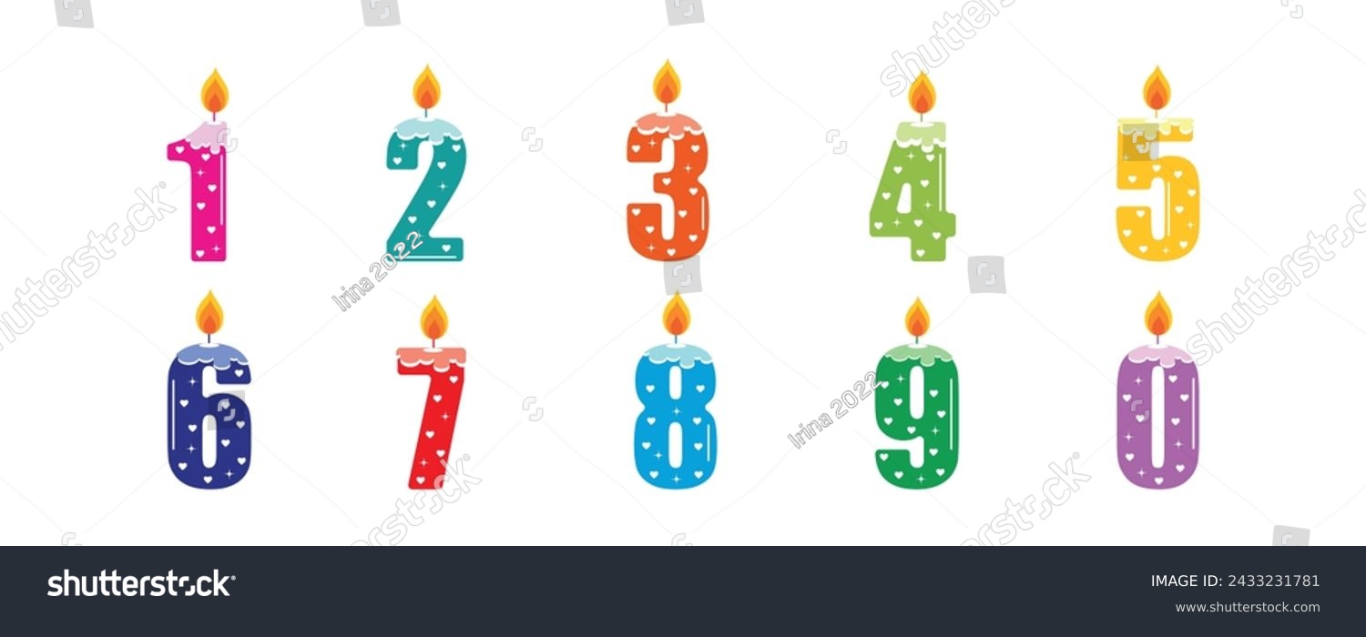 SVG of Multicolored candle numbers from 0 to 9 svg