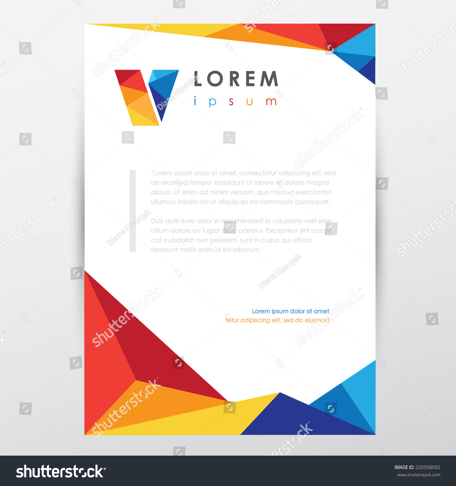 multicolored letterhead document paper template trendy stock vector