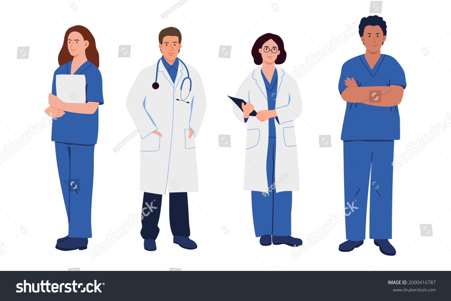 Multicultural Group Doctors Nurses Vector Illustration Stock Vector ...