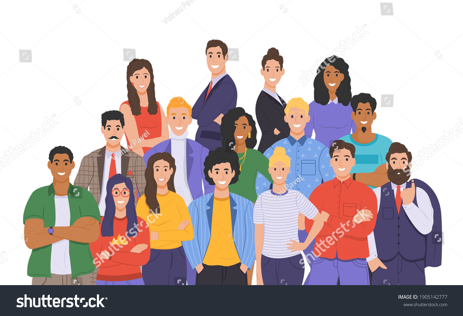 Multicultural Group People People Different Races Stock Vector (Royalty ...