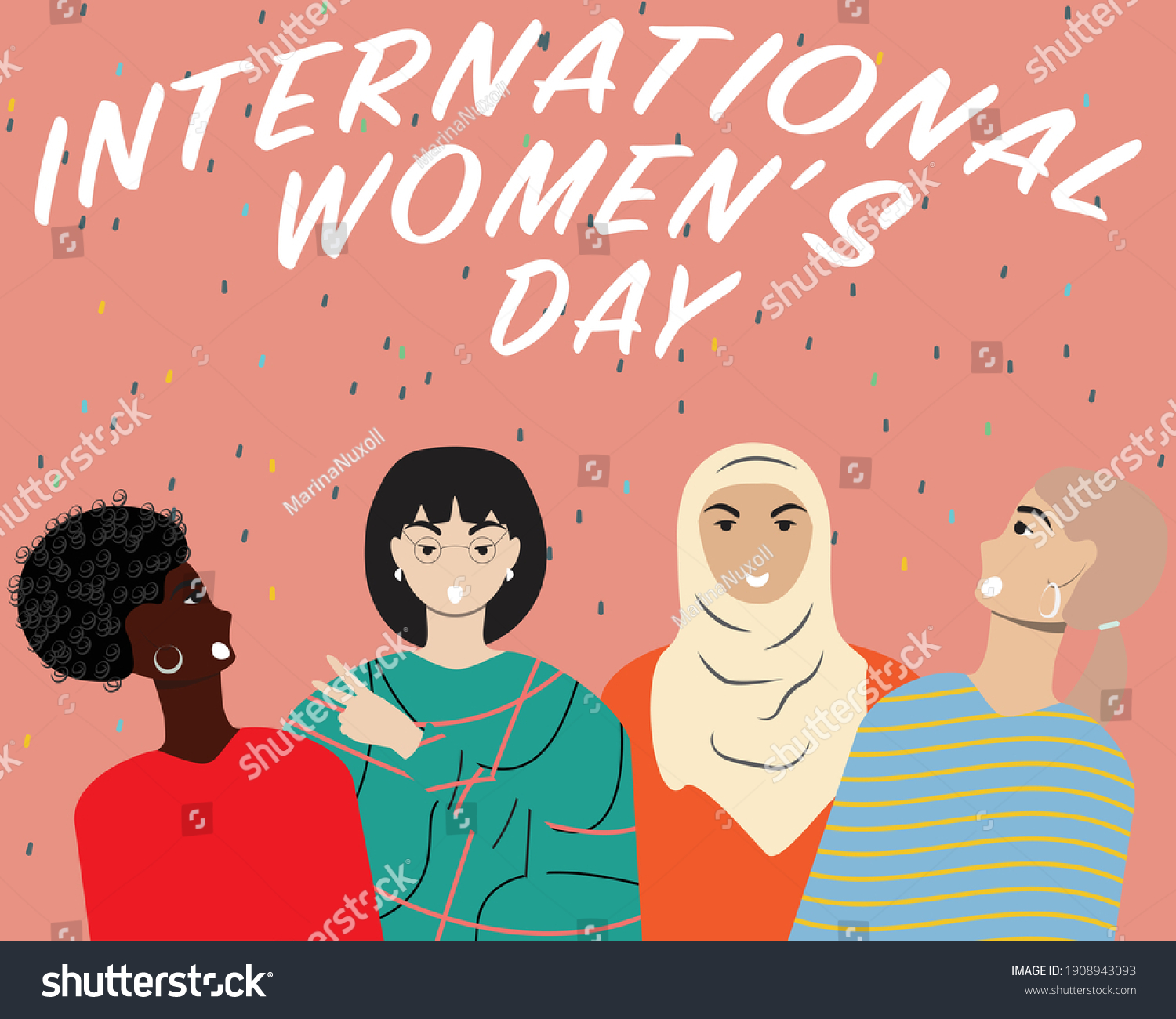 Multicultural Template International Womens Day Four Stock Vector ...