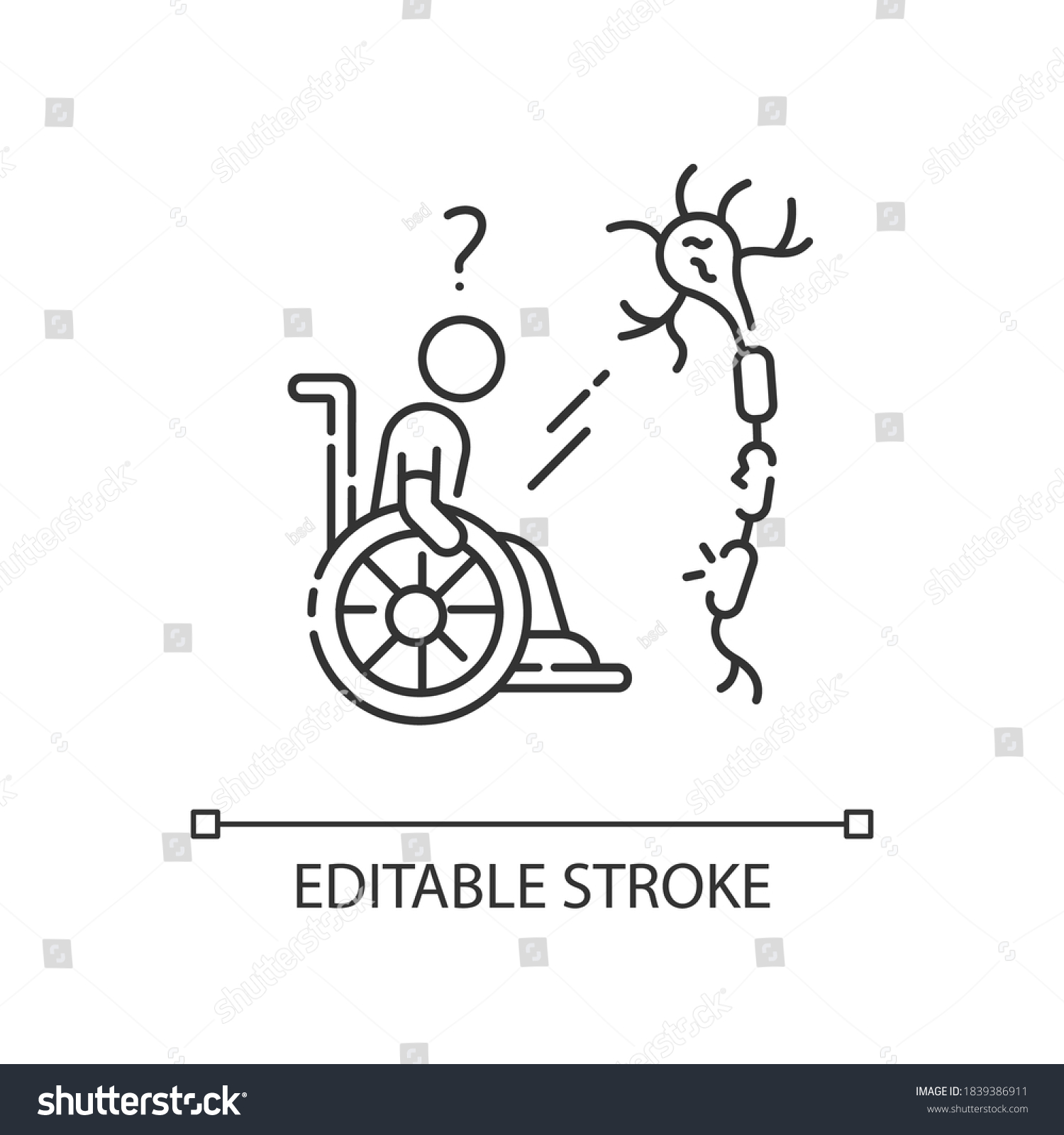 Multiple Sclerosis Linear Icon Handicapped Man Stock Vector (Royalty ...